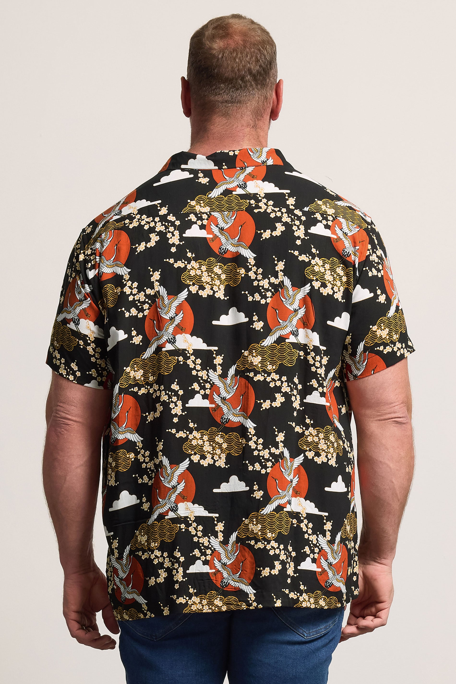 BadRhino Big & Tall Black Japanese Woodblock Print Shirt | BadRhino 4