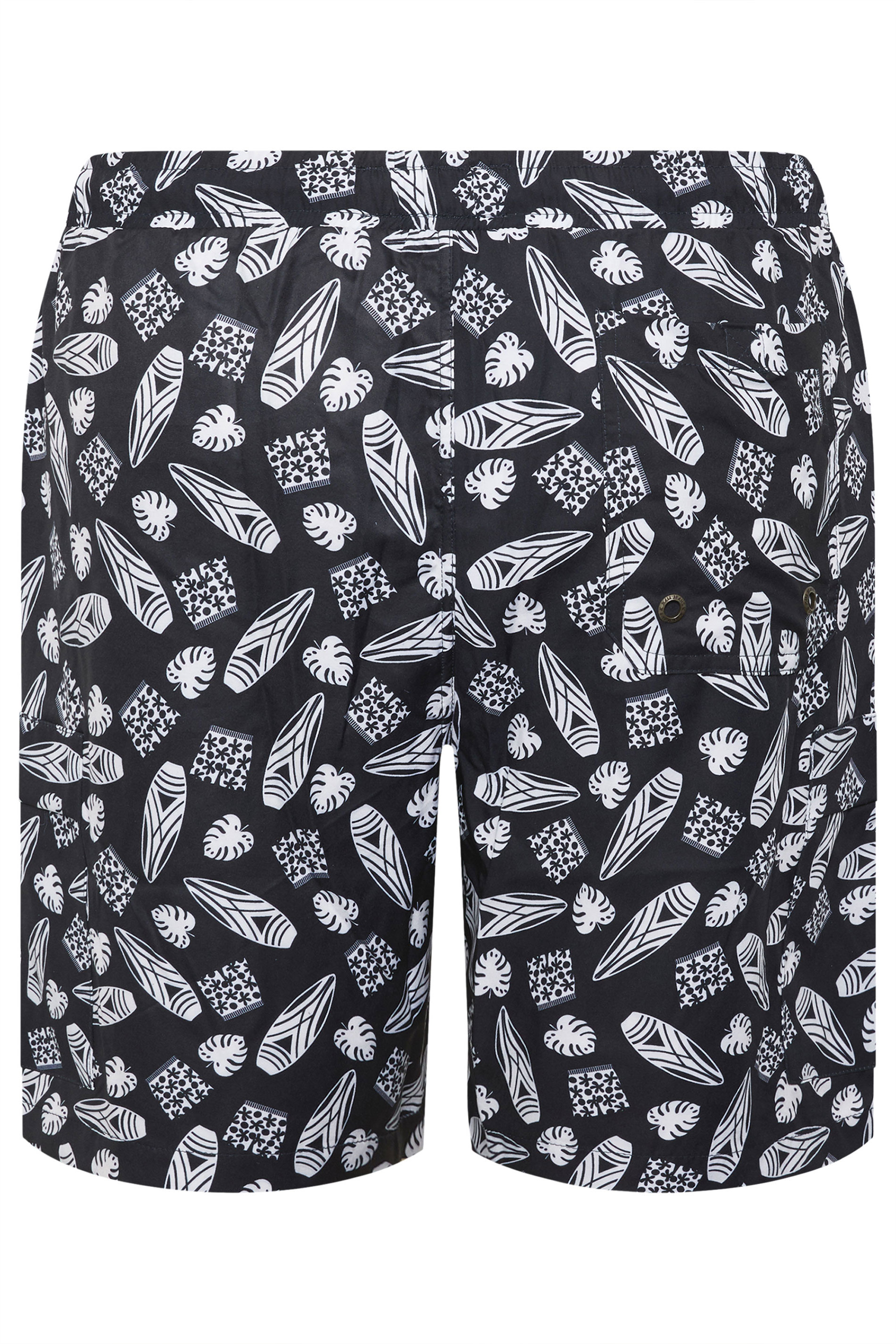 KAM Big & Tall Navy Blue Geometric Swim Shorts | BadRhino 4