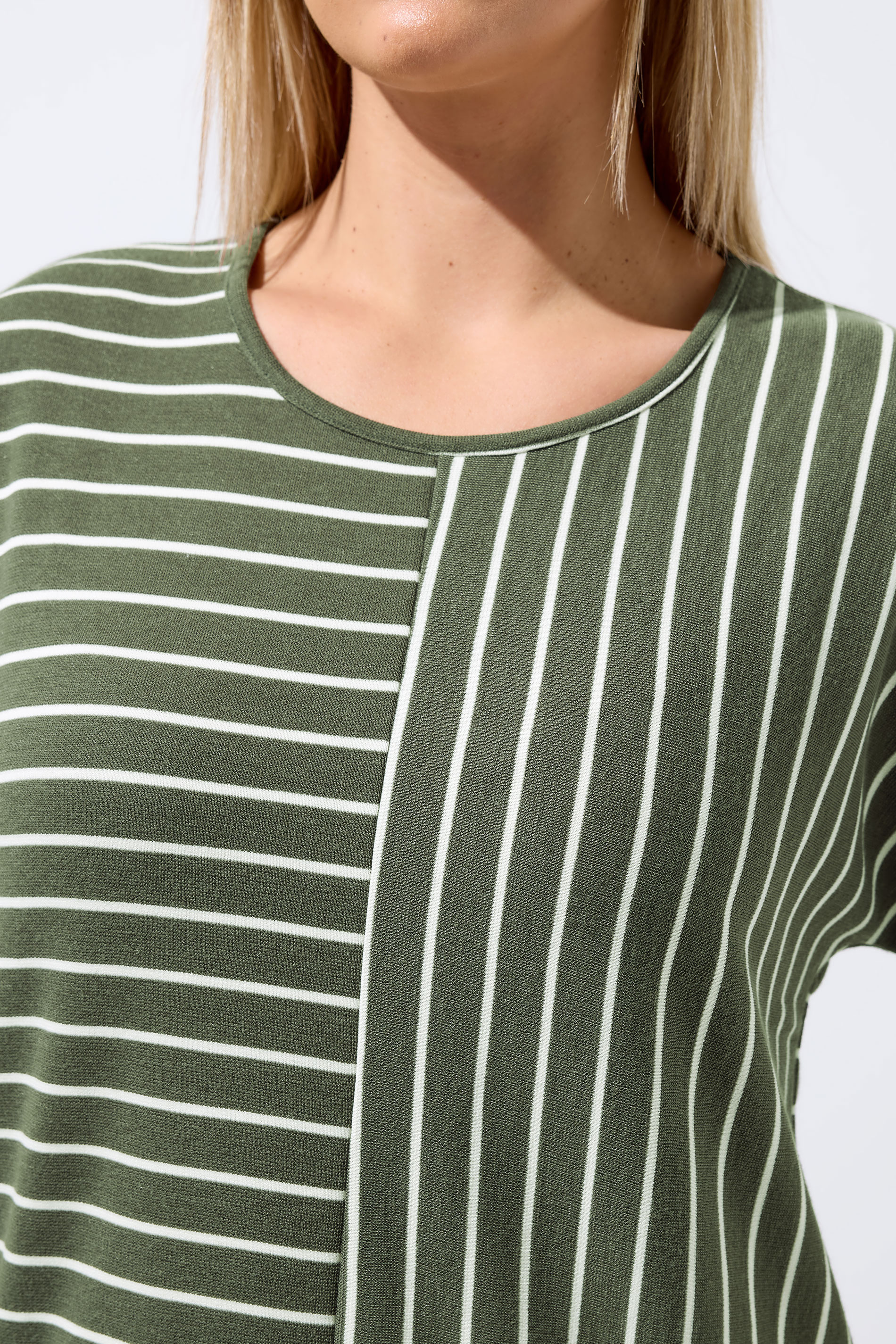 LIMITED COLLECTION Plus Size Khaki Green Stripe Tee | Yours Clothing 4
