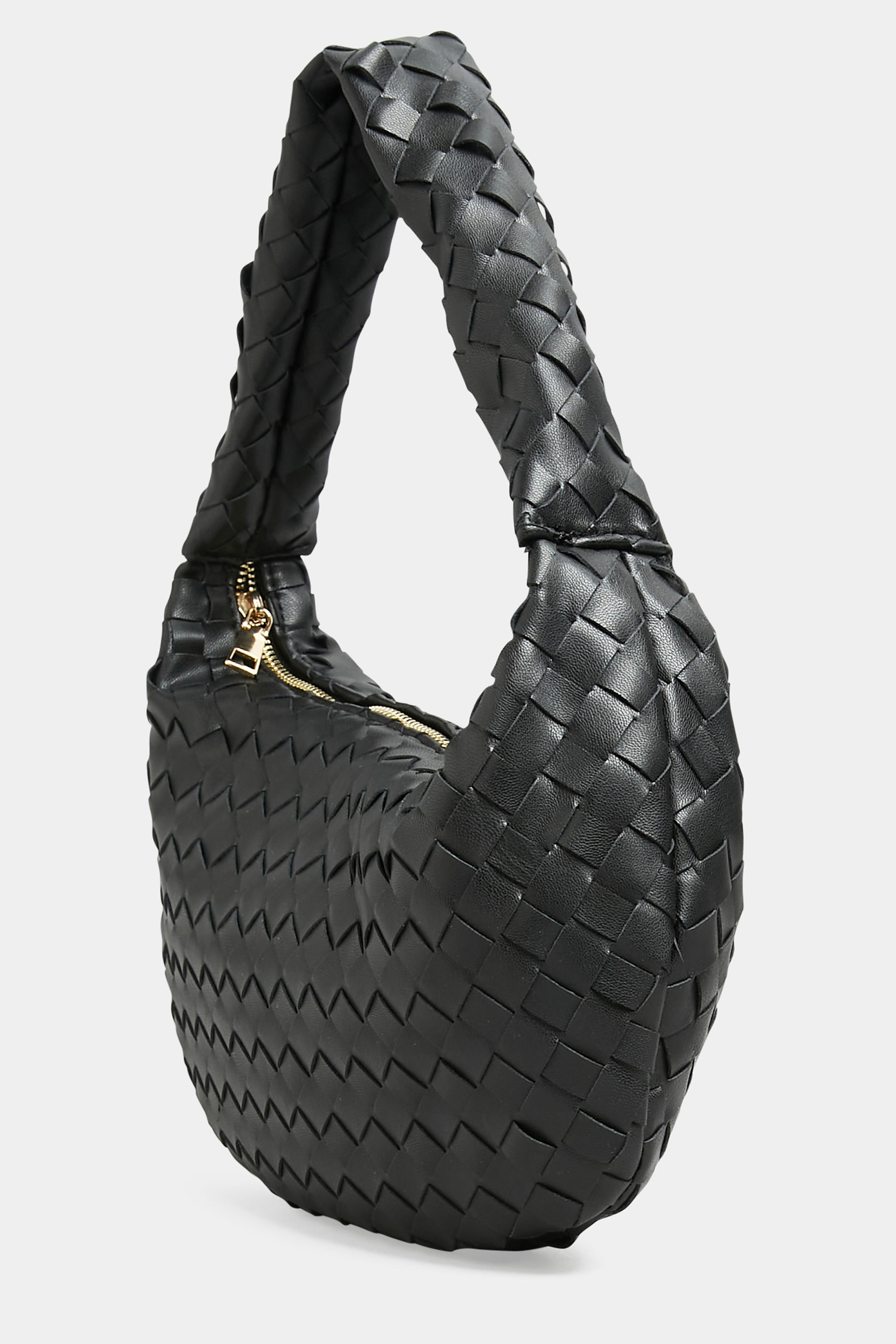 Black Woven Slouch Handle Bag | Yours Clothing  1