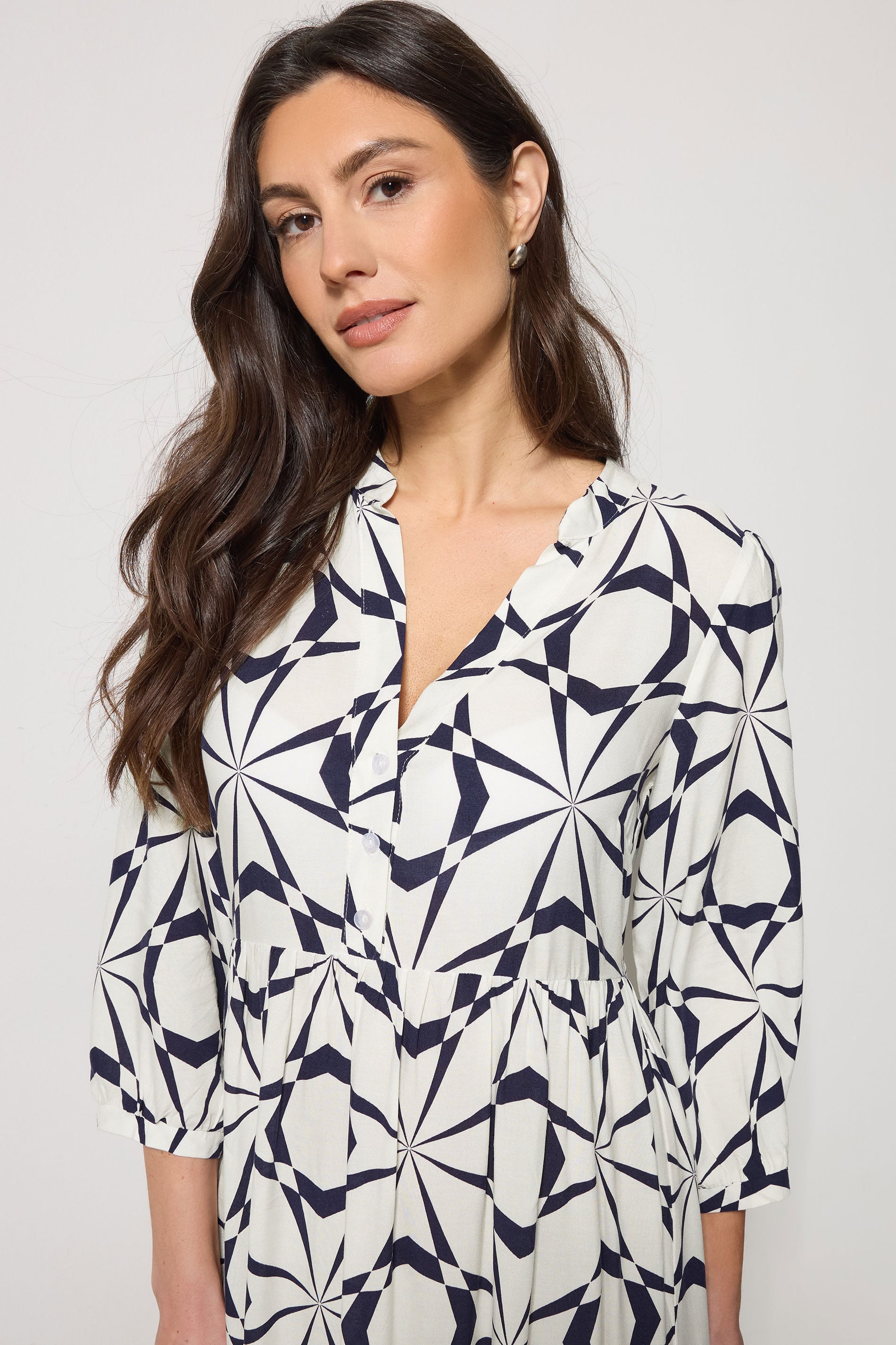 M&Co White Geometric Print Tiered Maxi Dress| M&Co 4