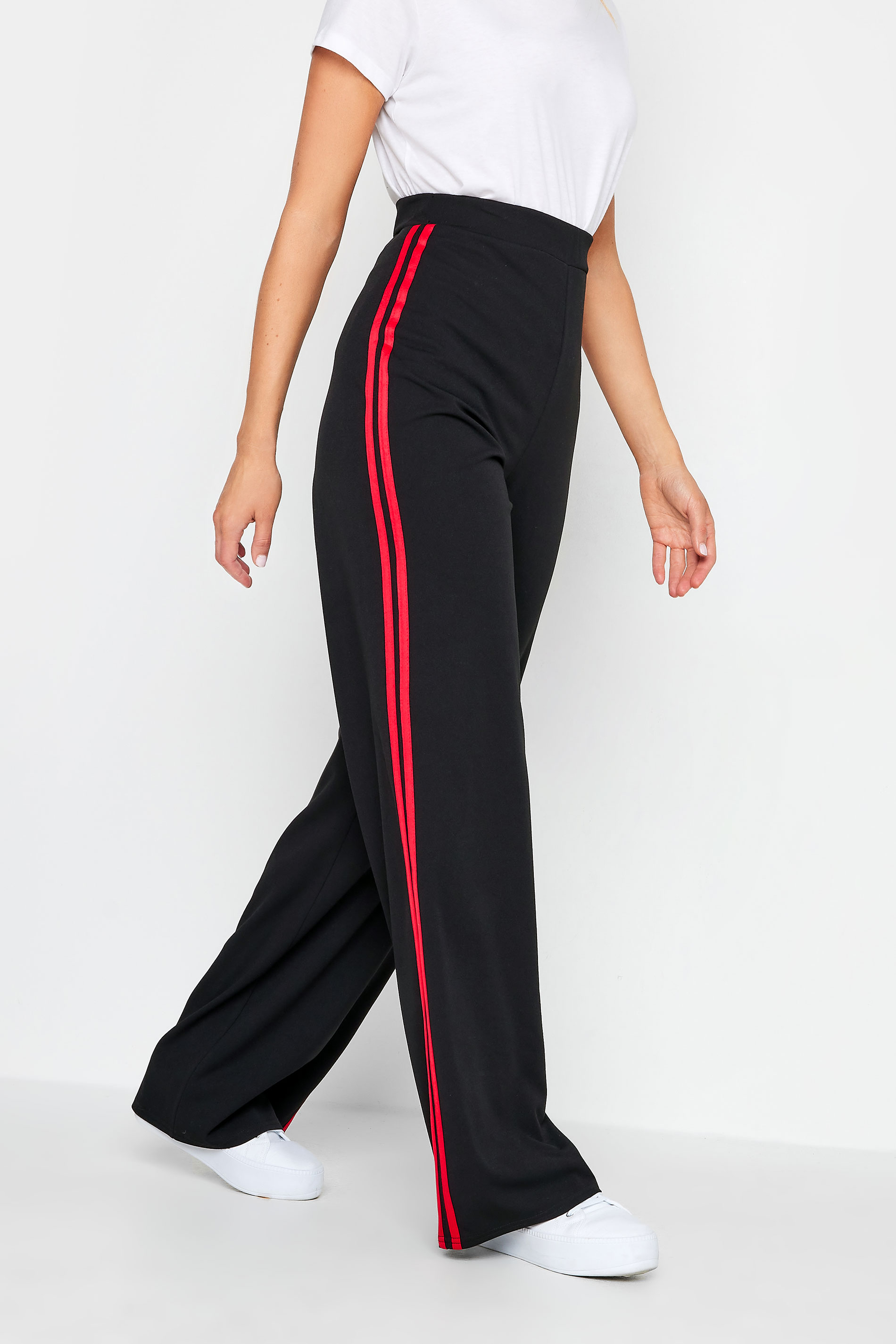 LTS Tall Women's Red & Black Side Stripe Wide Leg Trousers | Long Tall Sally 1