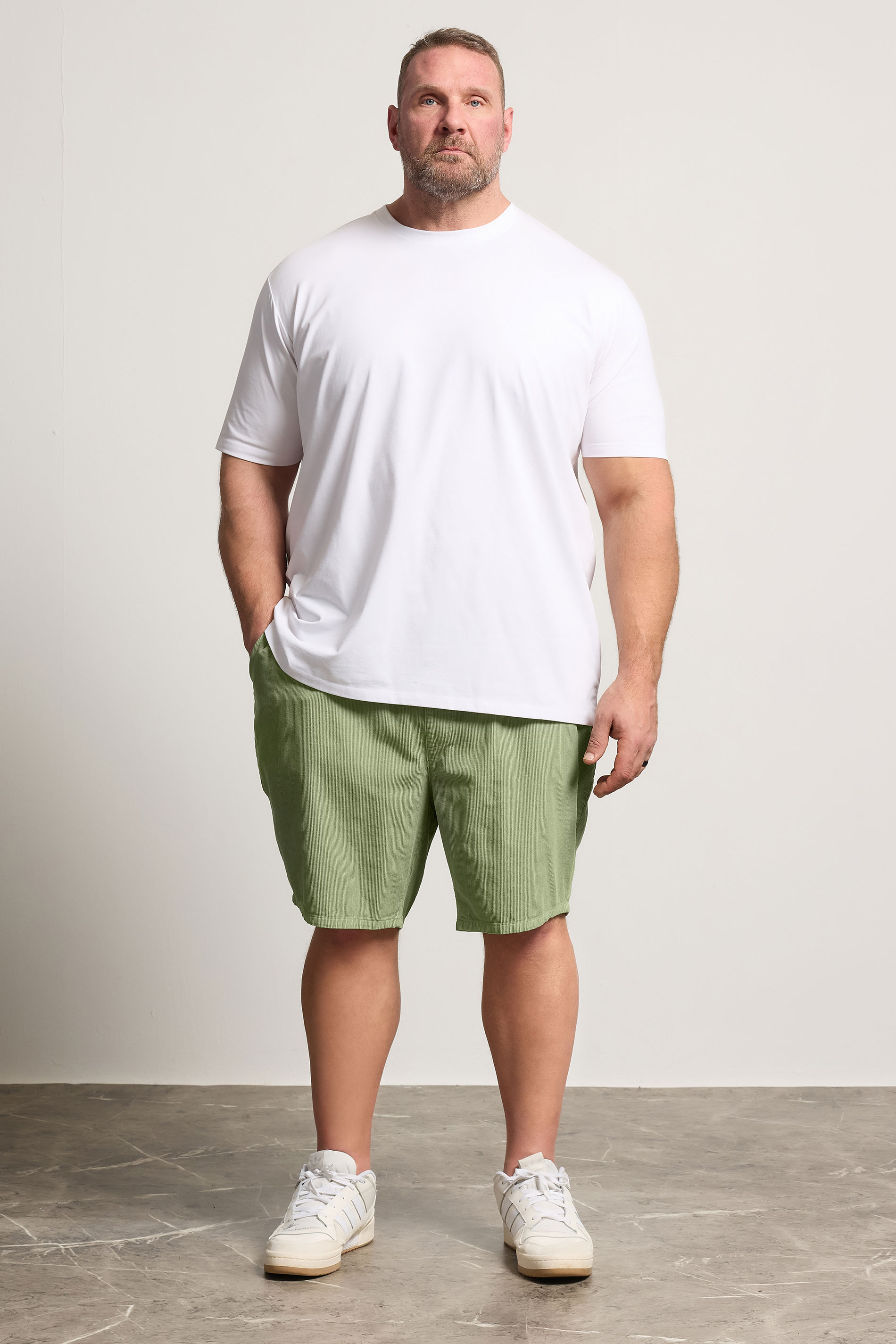 BadRhino Big & Tall Green Elasticated Waist Corduroy Shorts | BadRhino 2