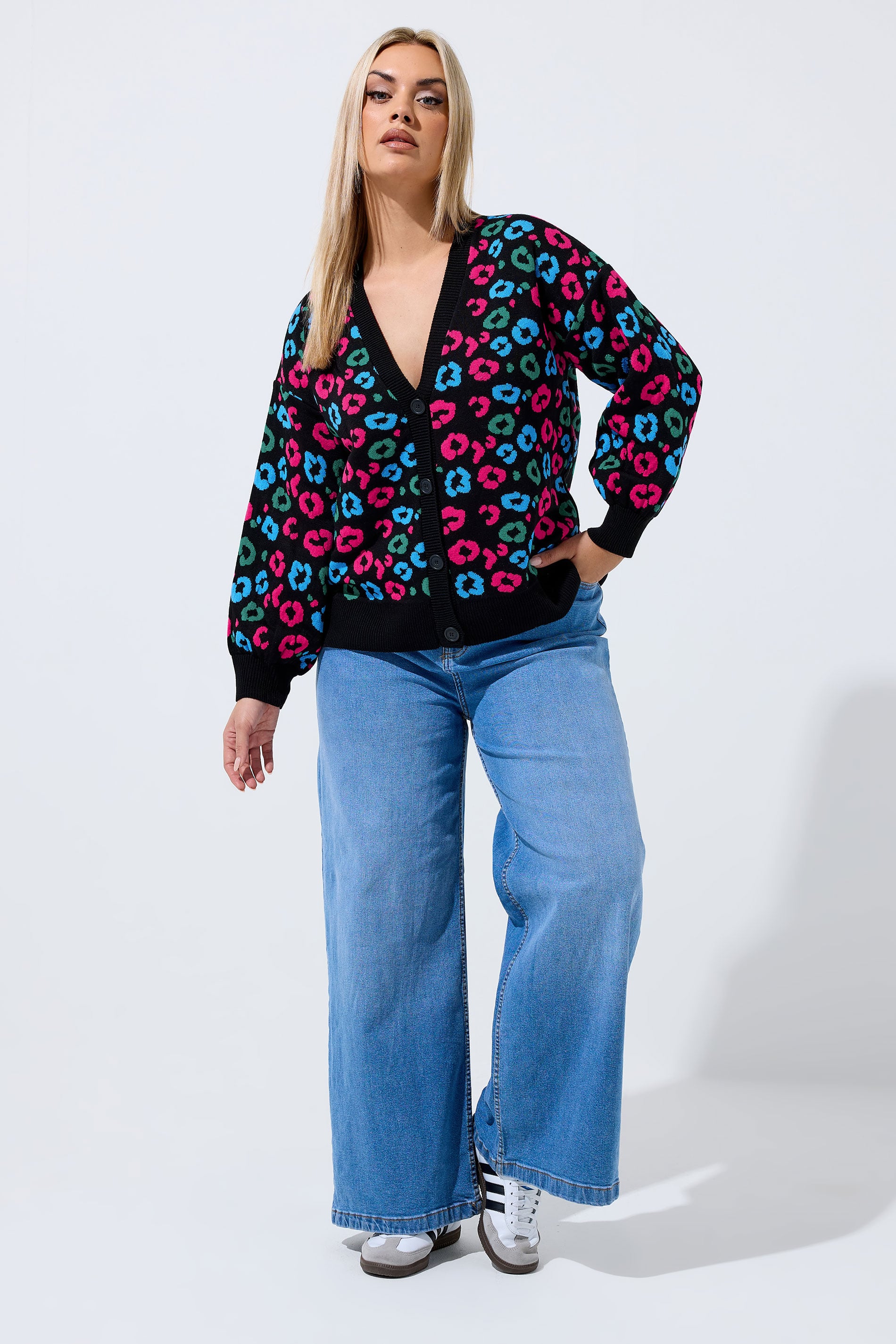 LIMITED COLLECTION Plus Size Black Leopard Print Balloon Sleeve Cardigan | Yours Clothing 1