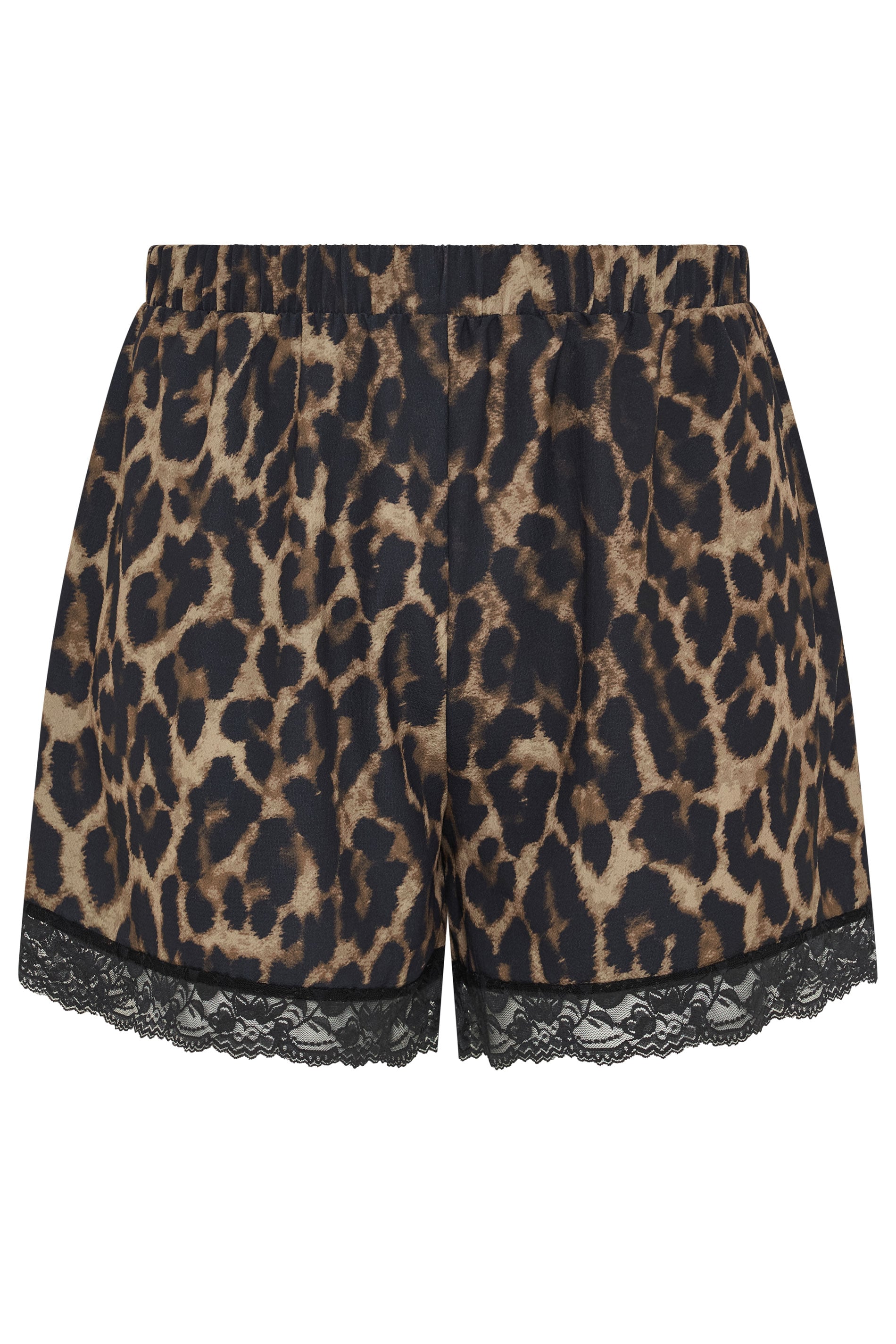 LIMITED COLLECTION Plus Size Brown Leopard Print Lace Hem Shorts | Yours Clothing 5