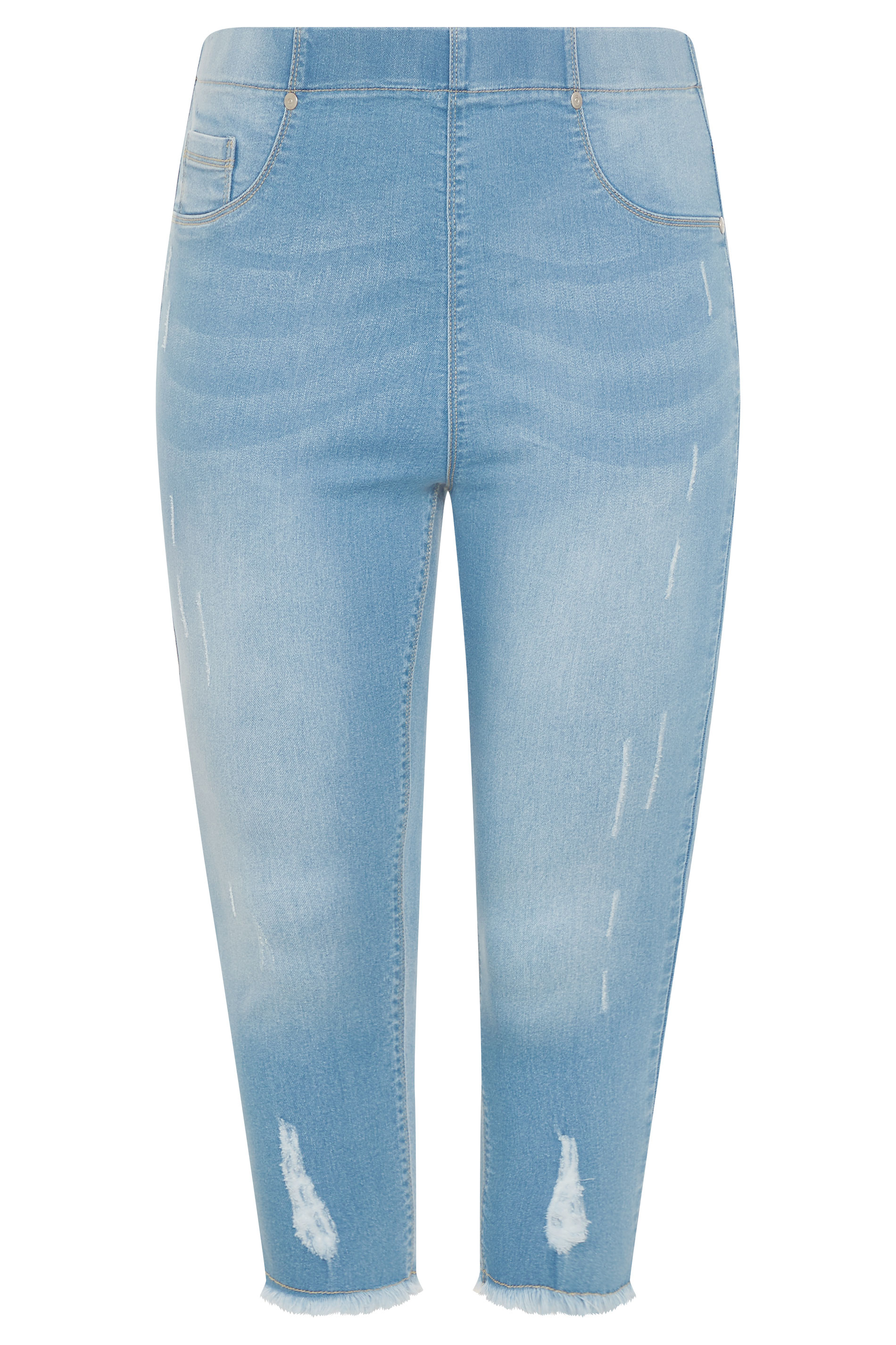 Light Blue Cat Scratch Cropped JENNY Jeggings | Yours Clothing