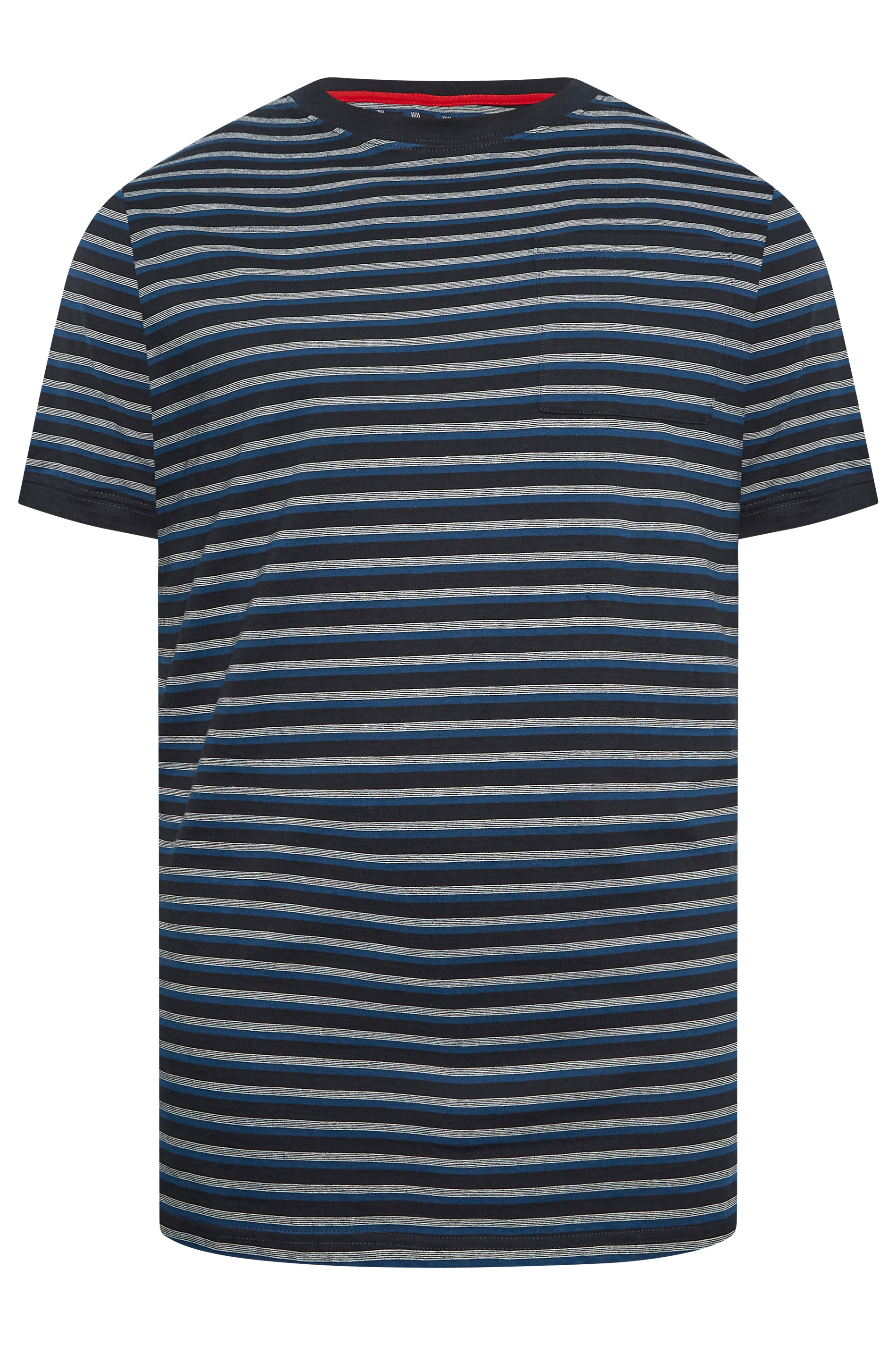 D555 Big & Tall Navy Blue & Grey Stripe T-Shirt | BadRhino 3
