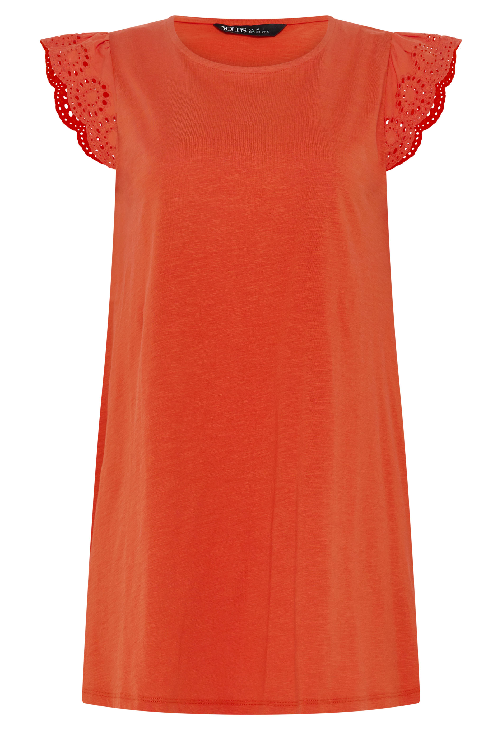 YOURS Plus Size Orange Broderie Frill Vest Top | Yours Clothing 5