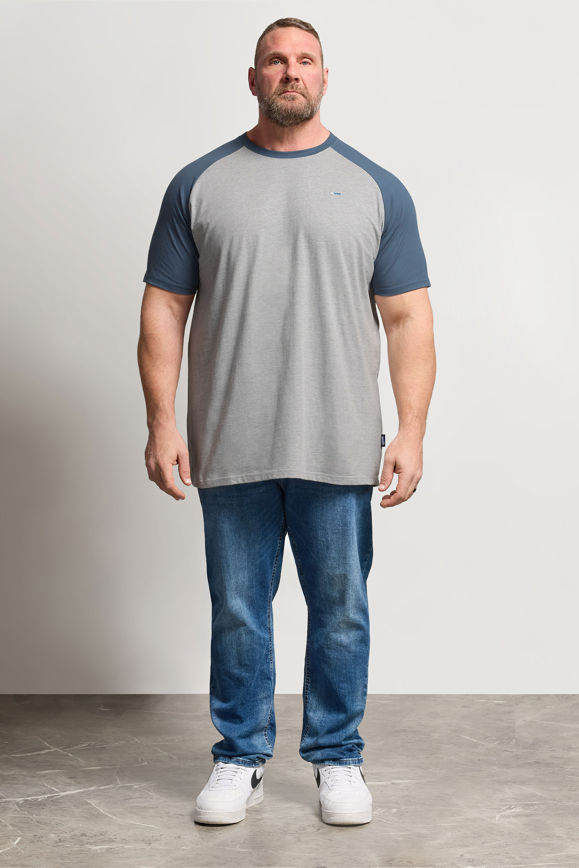 BadRhino Big & Tall Blue & Grey Extra Long Raglan T-Shirt | BadRhino 1