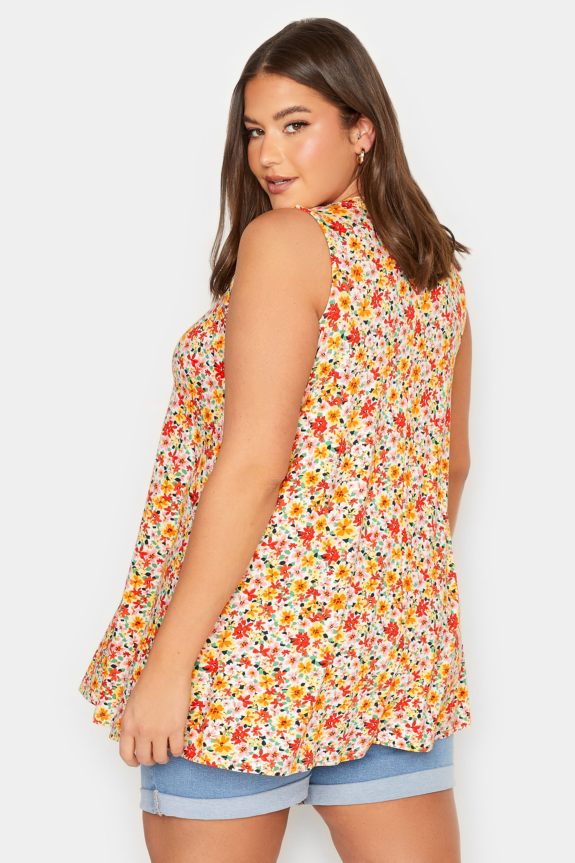 YOURS Curve Plus Size Orange Floral Swing Top | Yours Clothing  3