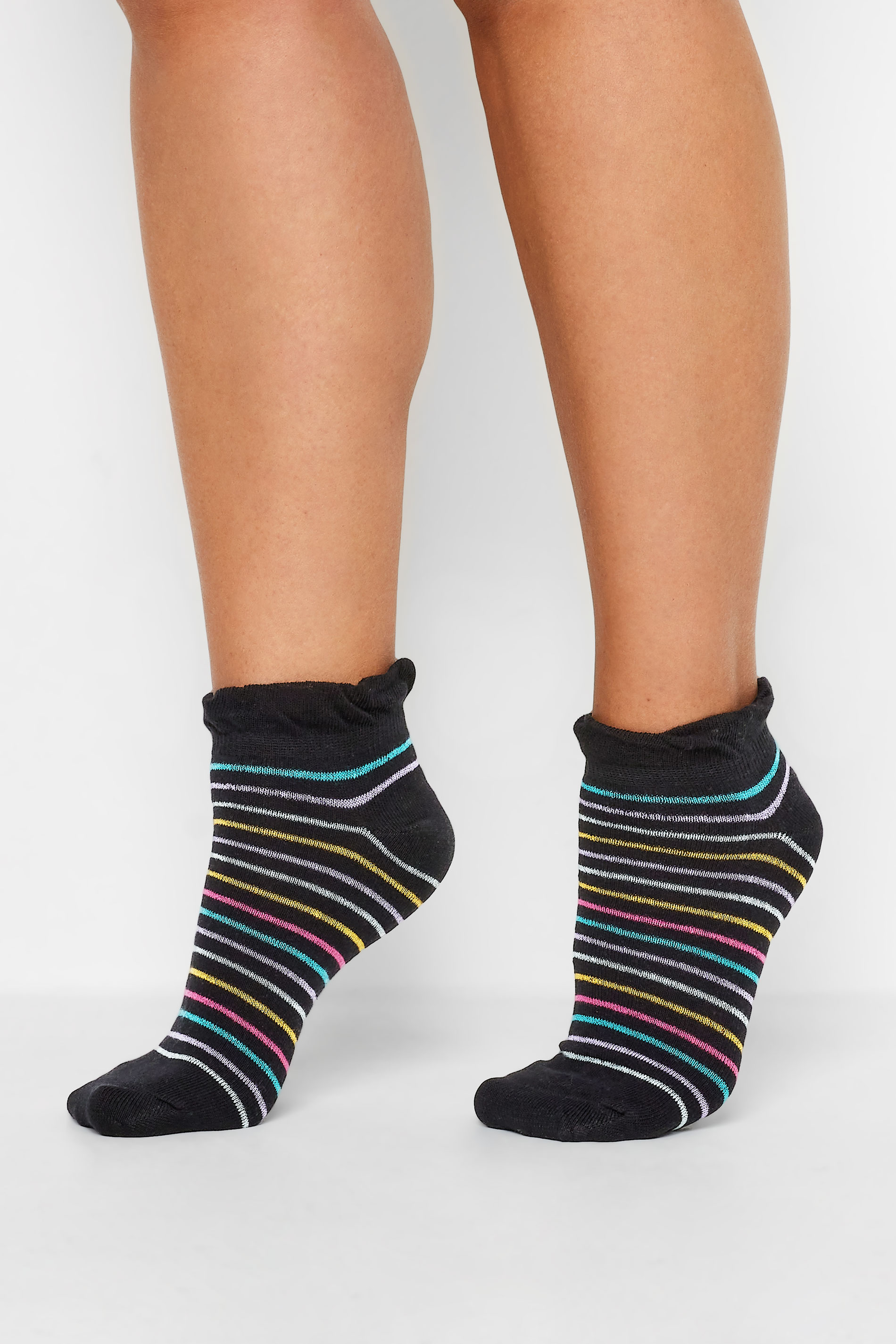 4 PACK Black Mixed Pattern Trainer Liner Socks | Yours Clothing 2