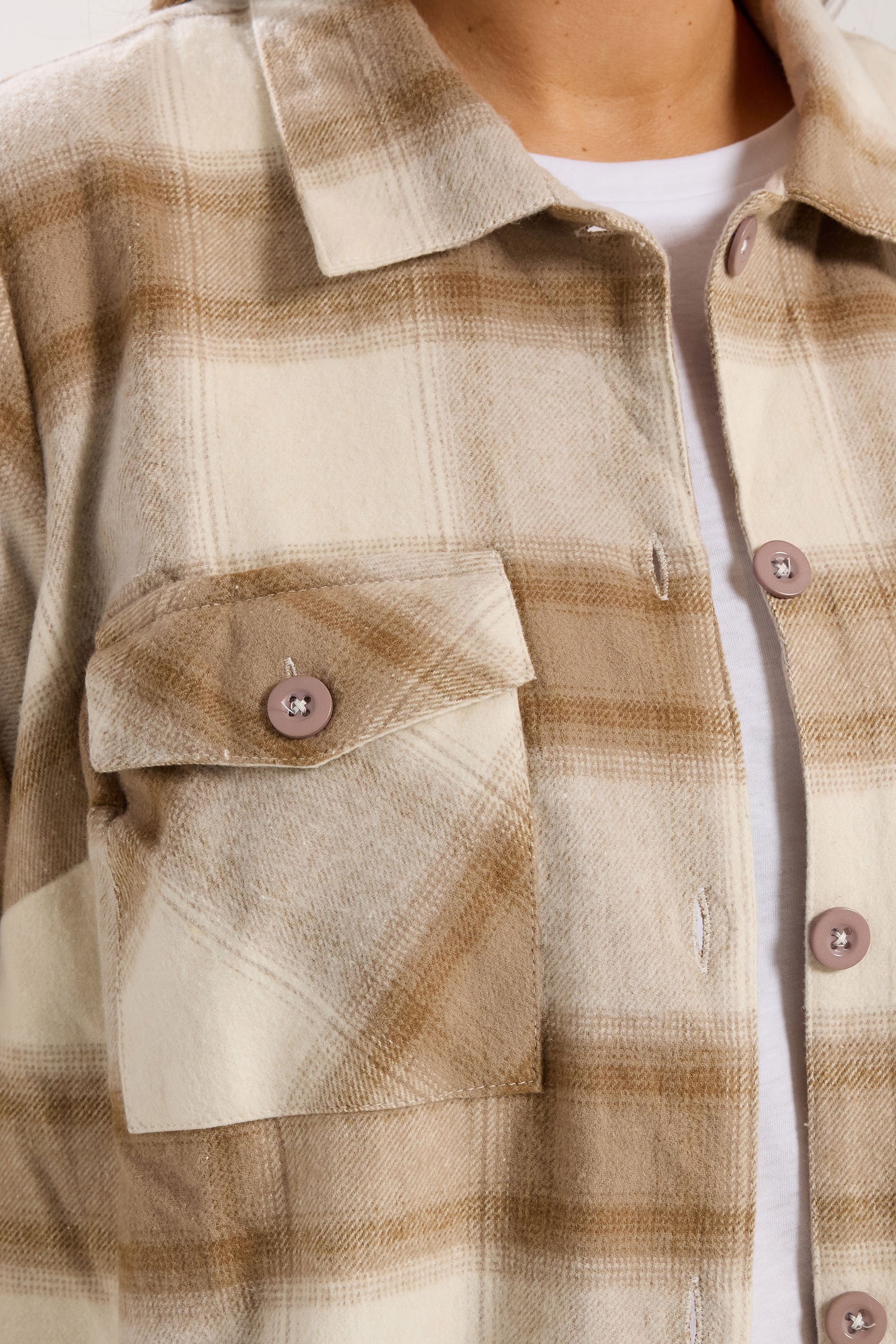 YOURS Plus Size Natural Brown Check Shacket | Yours Clothing 4