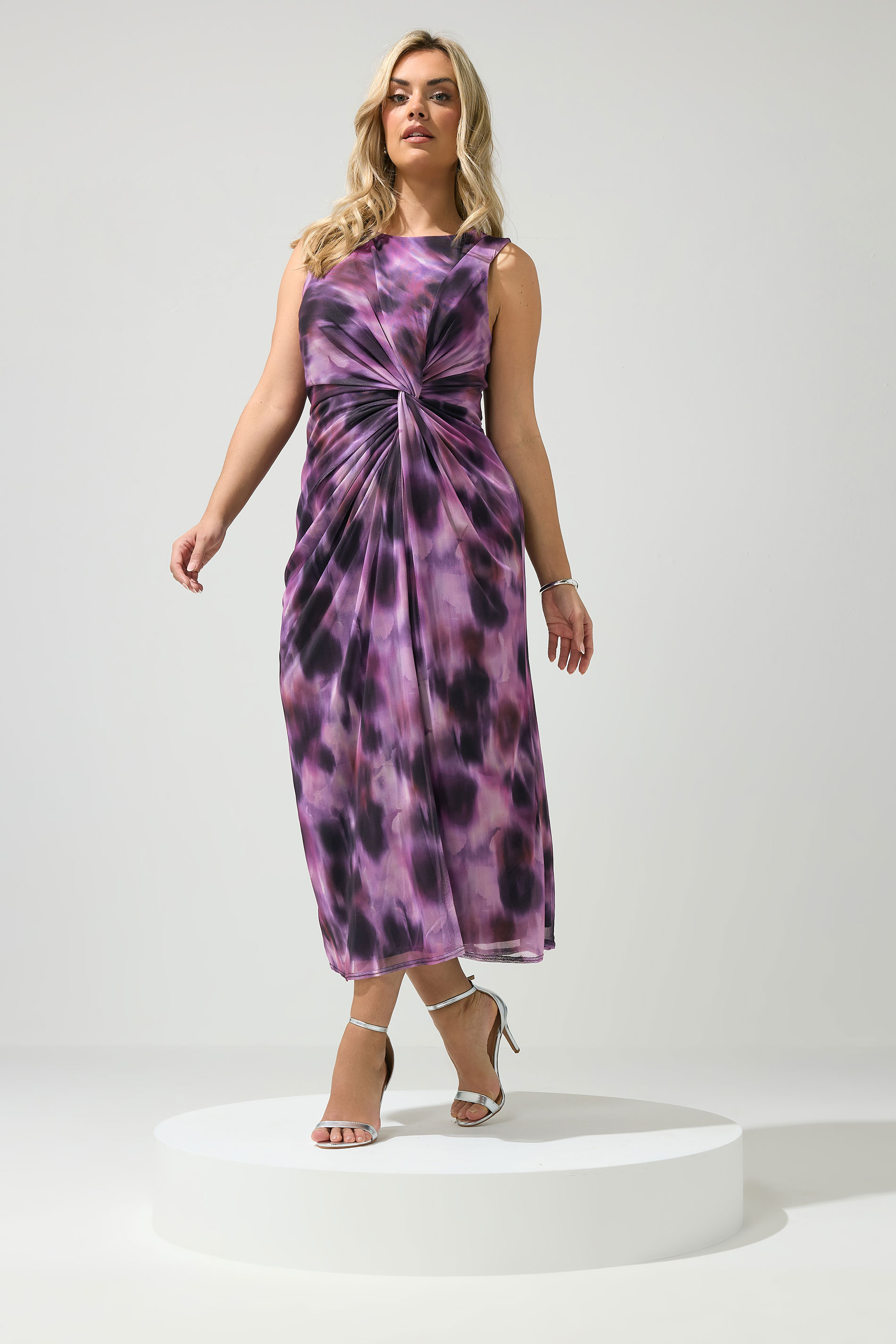 YOURS LONDON Plus Size Purple Abstract Twist Maxi Dress | Yours Clothing 3