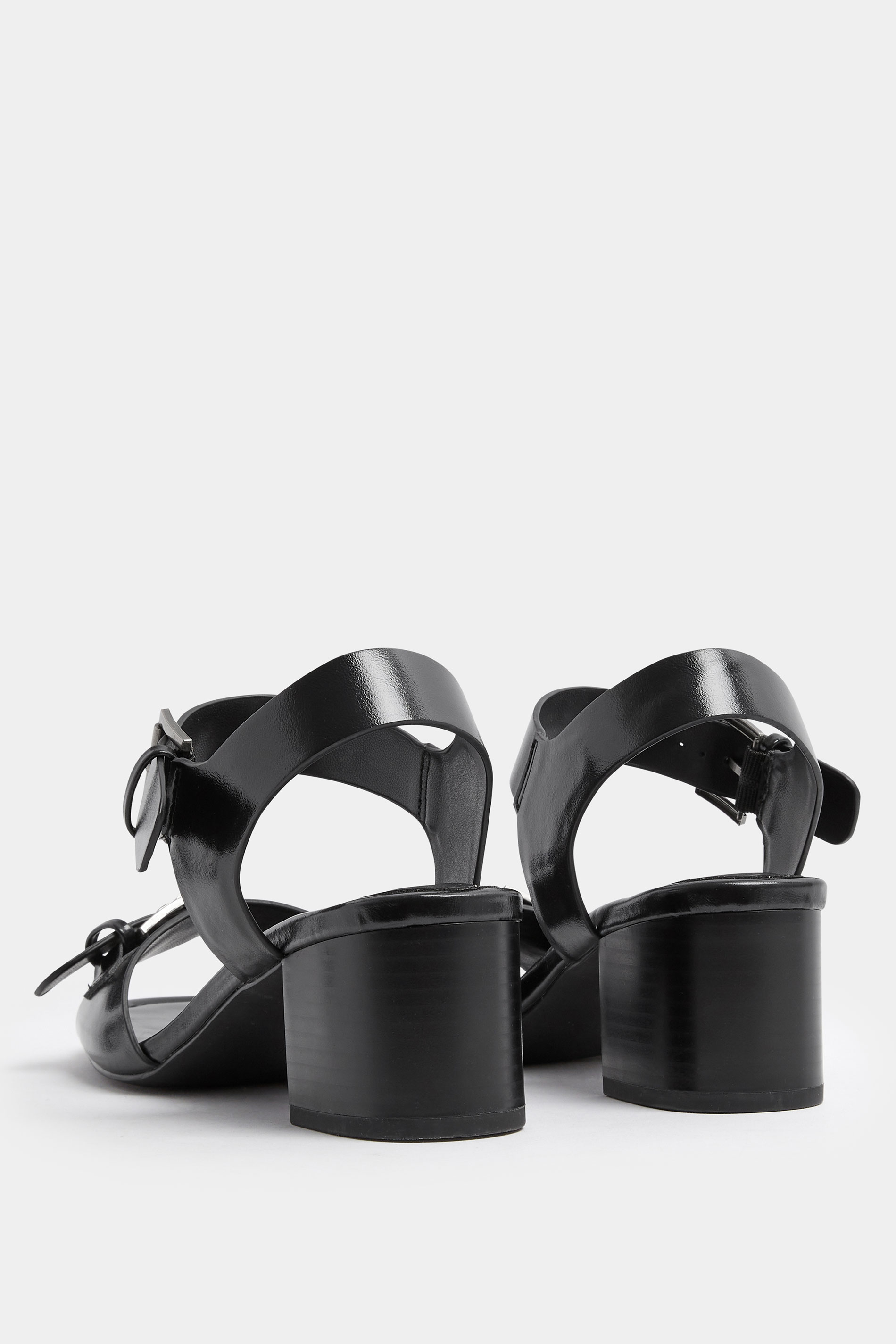 LTS Black Buckle Block Heel In Standard Fit | Long Tall Sally 5