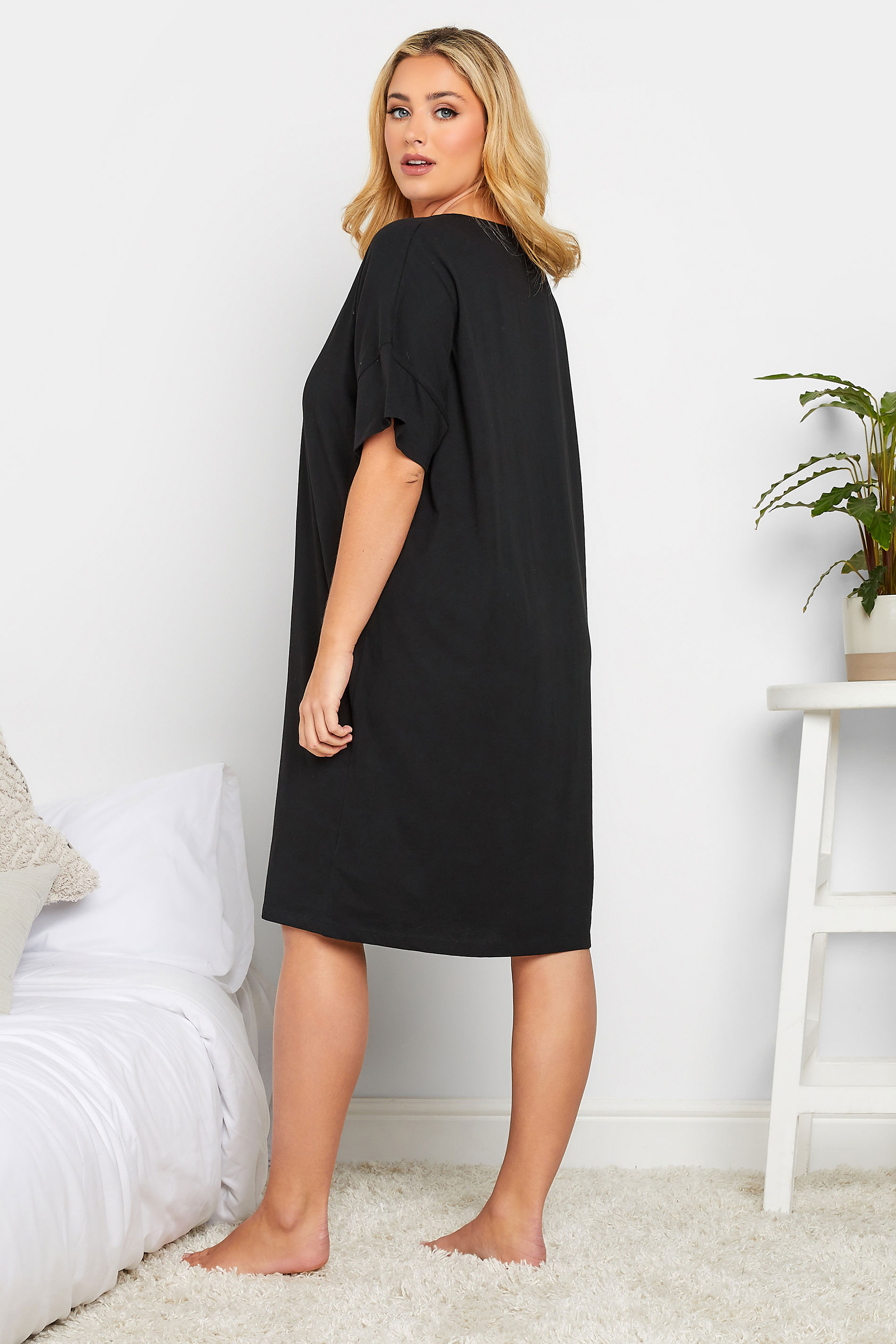 YOURS Curve Black 'My Weekend Outfit' Sleep Tee Nightdress | Yours Clothing  3