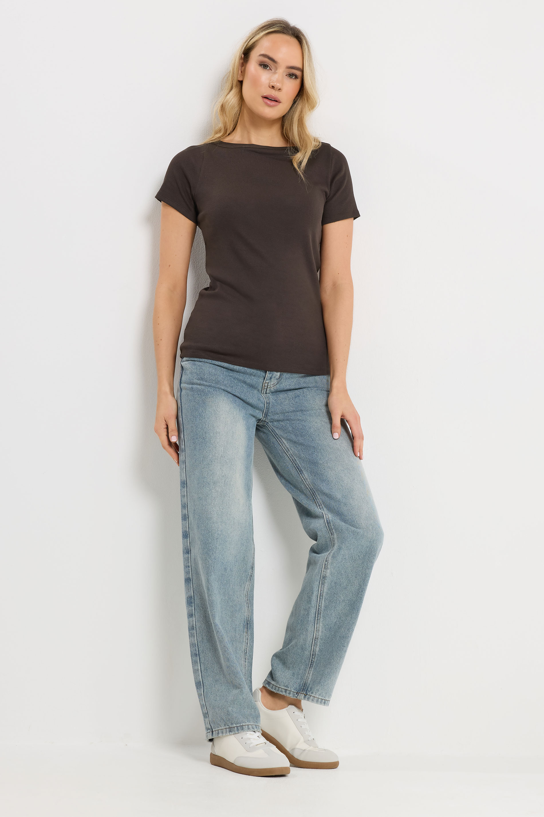 LTS Tall Women's Chocolate Brown Boat Neck T-Shirt | Long Tall Sally 1