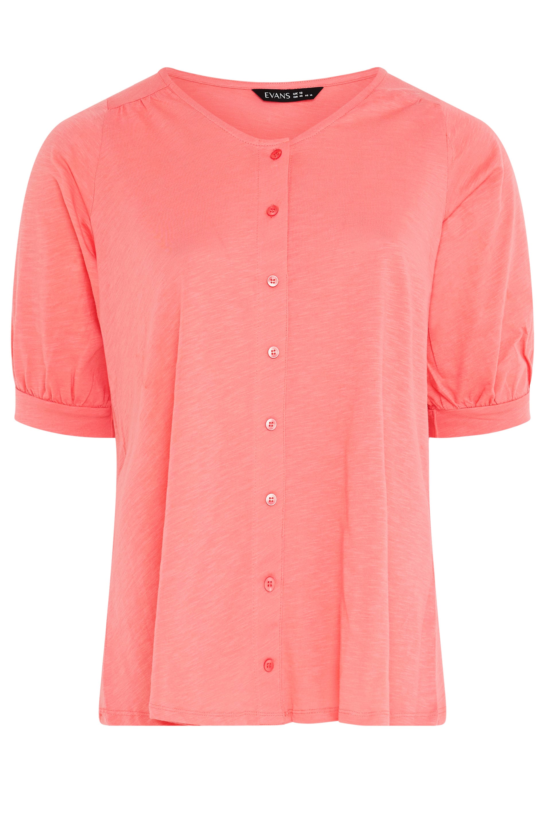 EVANS Plus Size Coral Pink Short Sleeve Cotton Top | Evans 5