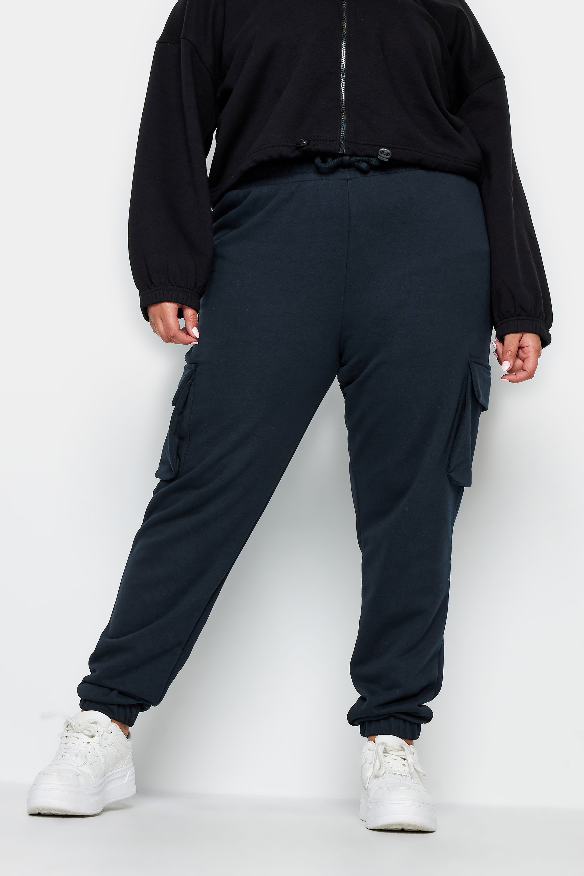 YOURS Plus Size Navy Blue Cuffed Cargo Joggers | Yours Clothing 1