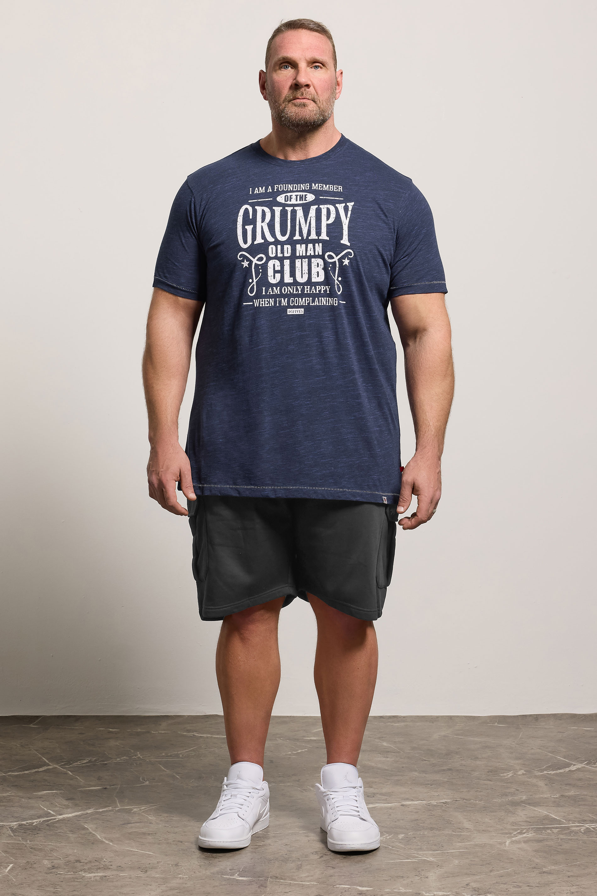 D555 Big & Tall Navy Blue 'Grumpy Man' Graphic T-Shirt | BadRhino 1
