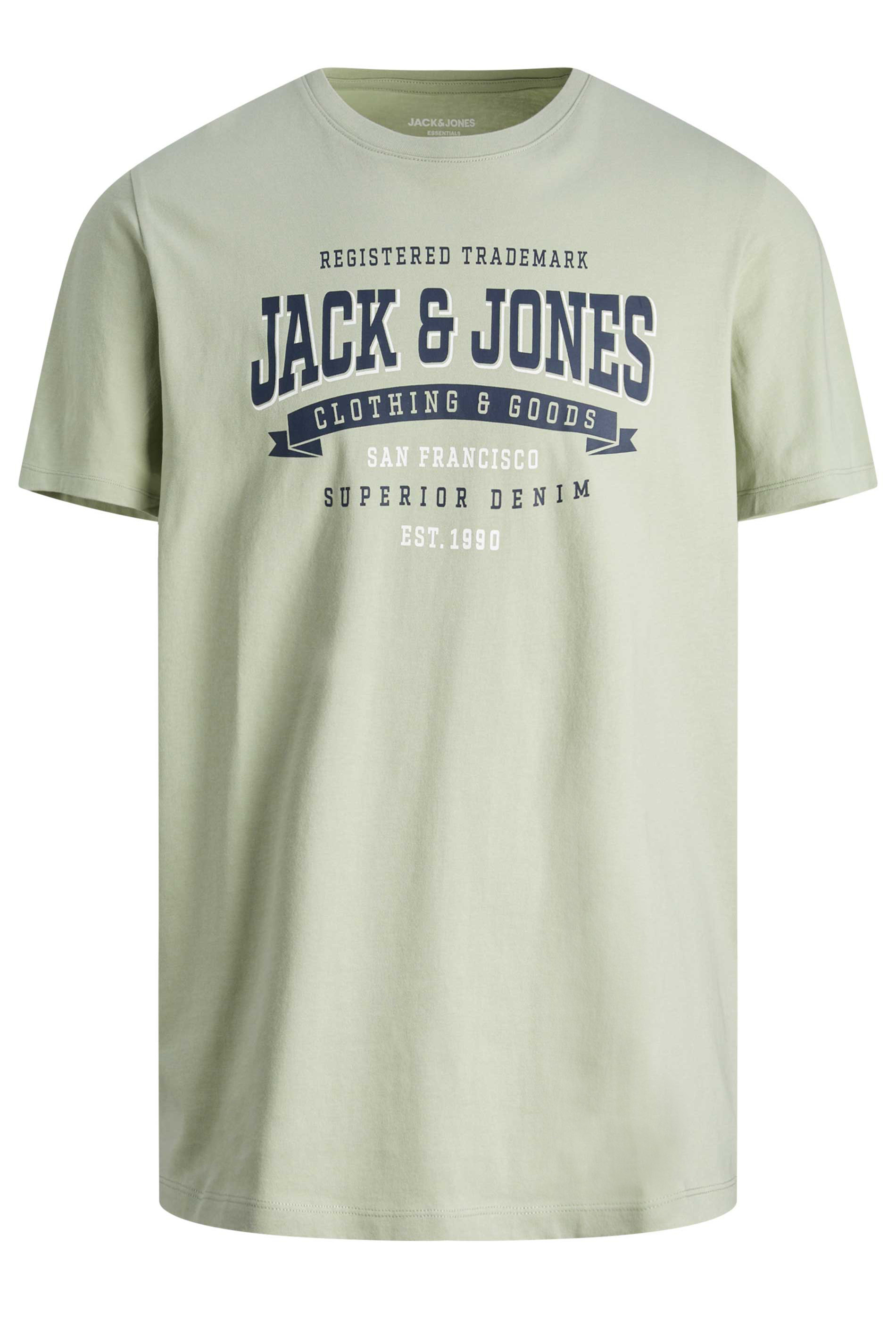 JACK & JONES Big & Tall Sage Green 'San Francisco' Logo T-Shirt | BadRhino 2