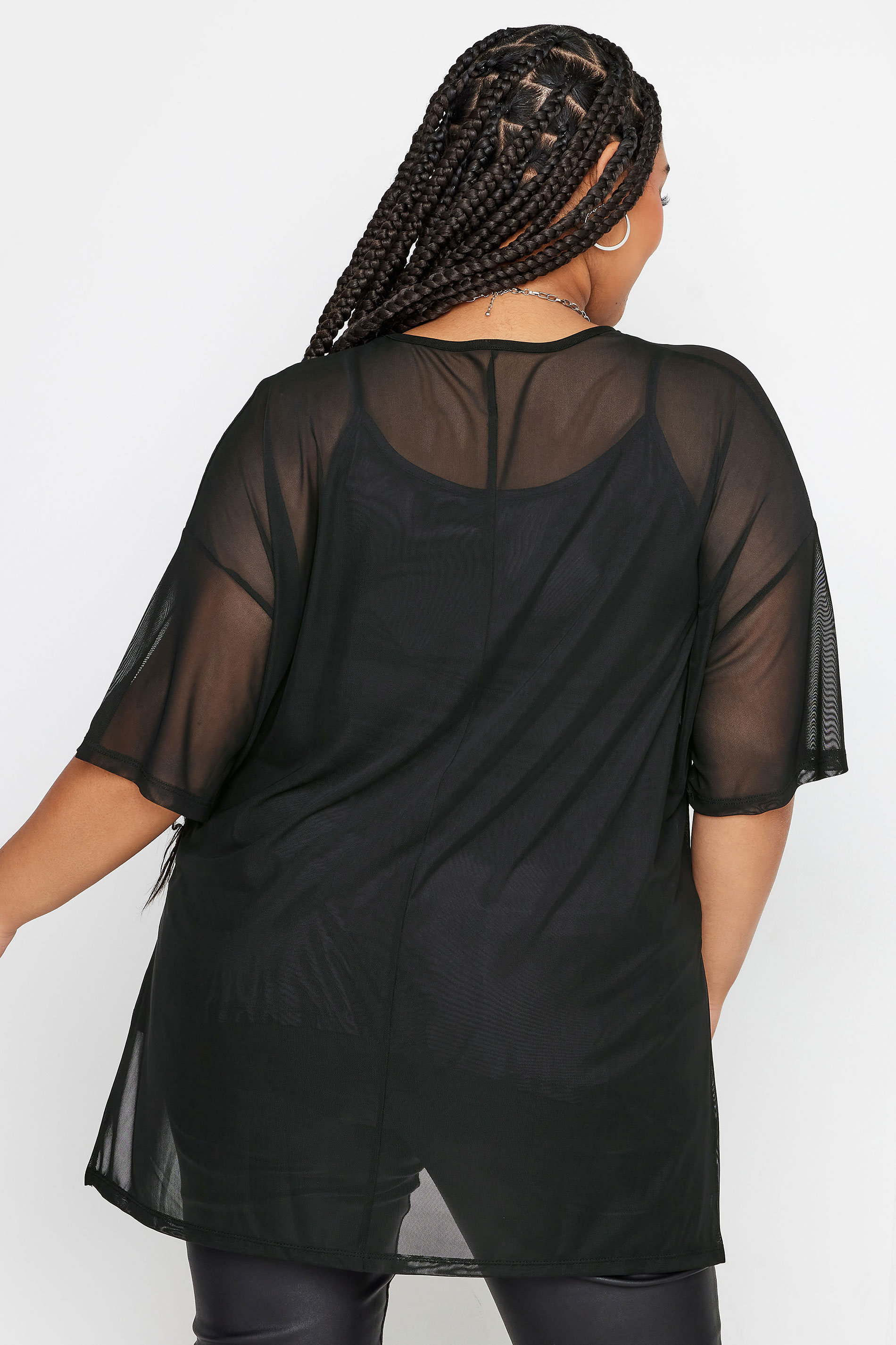 LIMITED COLLECTION Plus Size Black Oversized Mesh Top | Yours Clothing 3