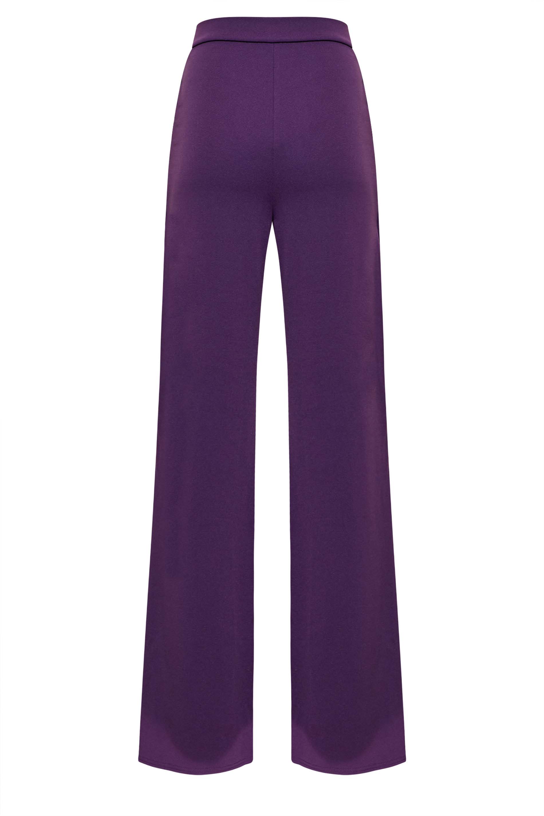 LTS Tall Women's Dark Purple Scuba Wide Leg Trousers | Long Tall Sally