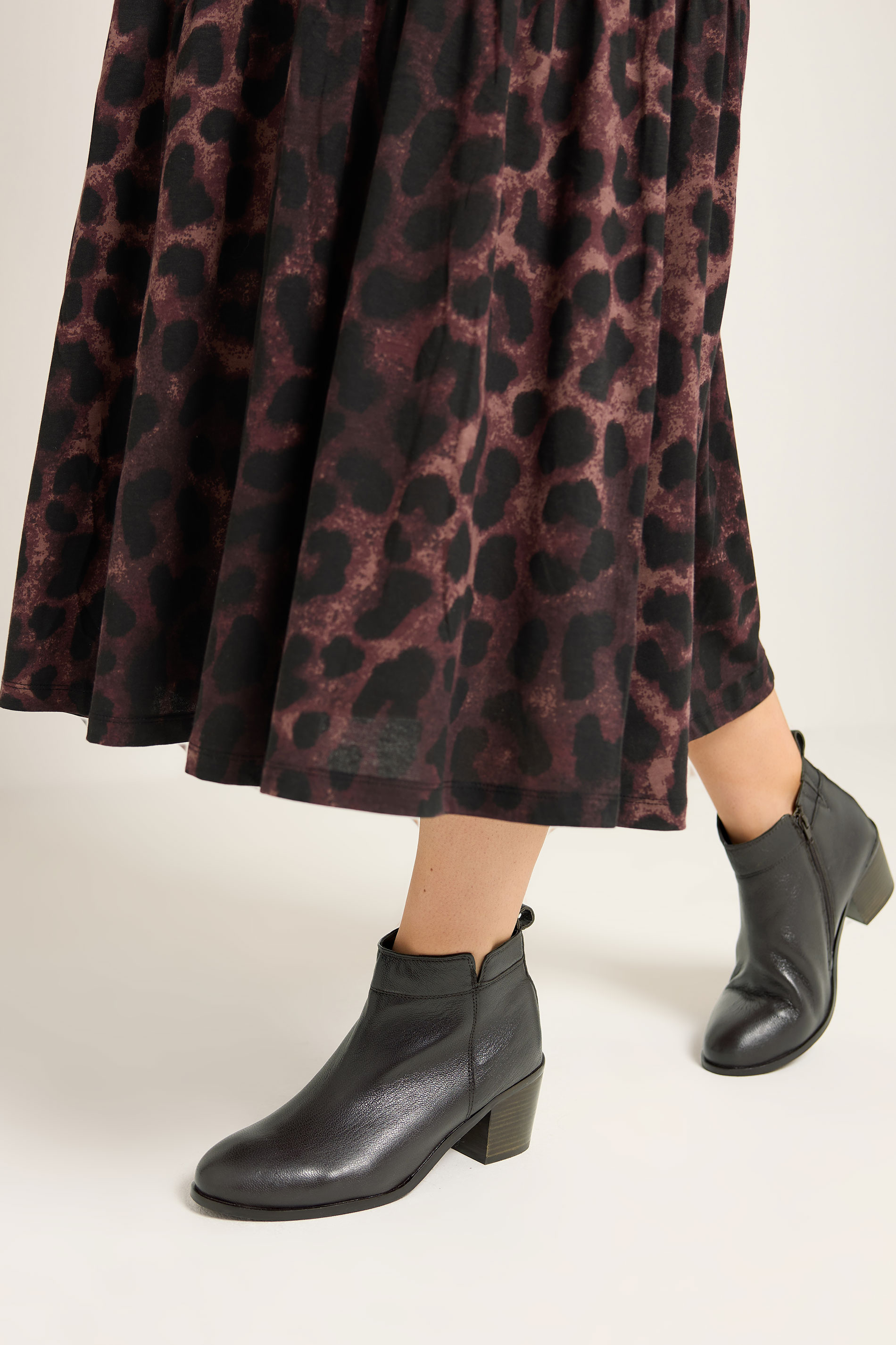 Brown Leather Heeled Ankle Boots In Wide E Fit | Yours Clothing 1
