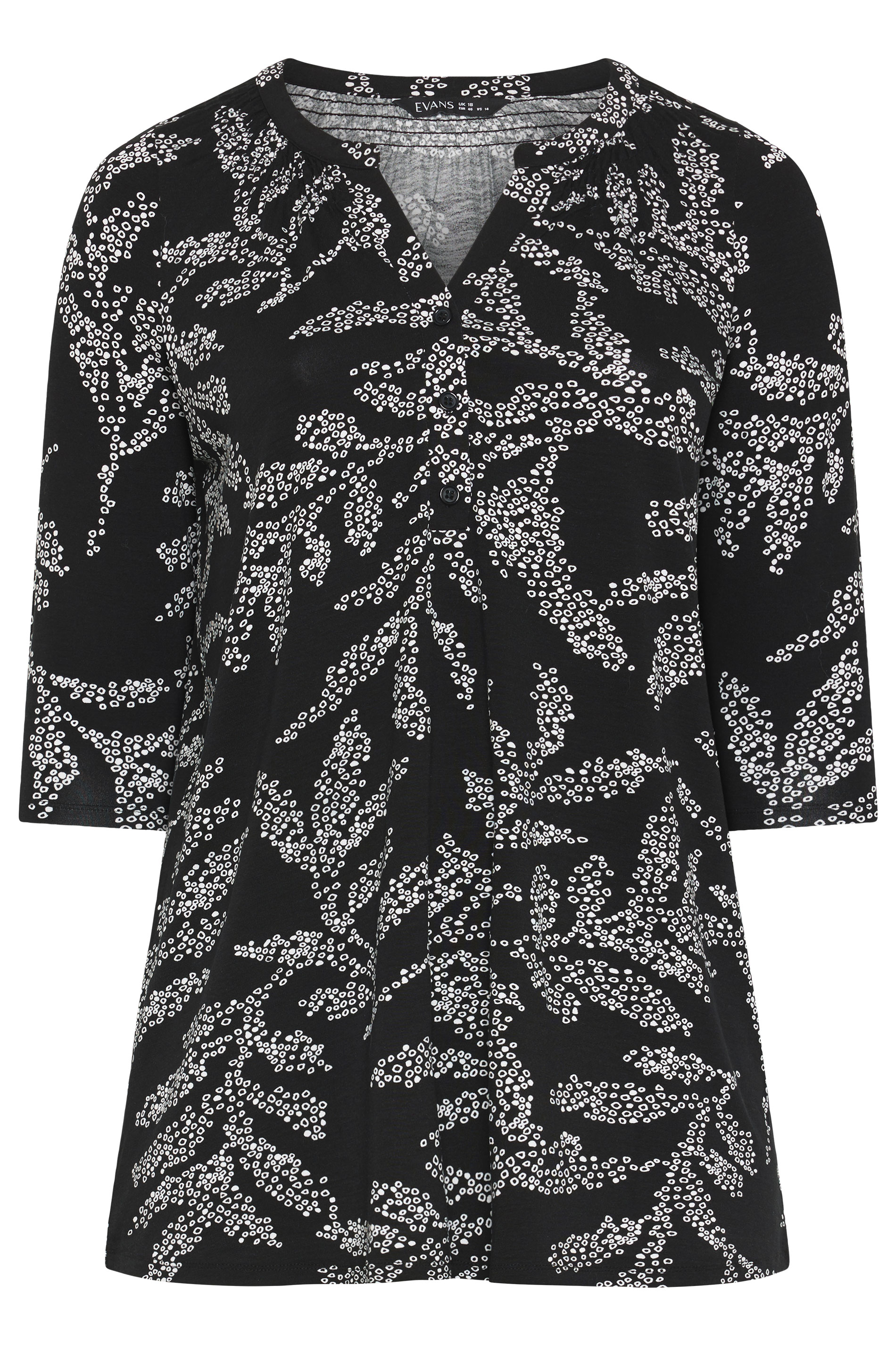 EVANS Plus Size Black Leaf Print Jersey Top | Evans  5