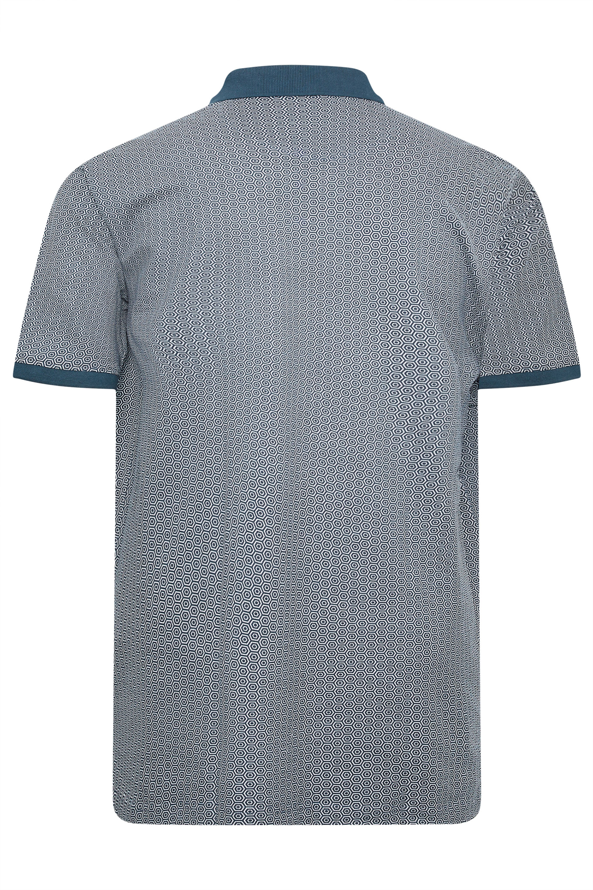 KAM Big & Tall Navy Blue Geometric Print Polo Shirt | BadRhino 4