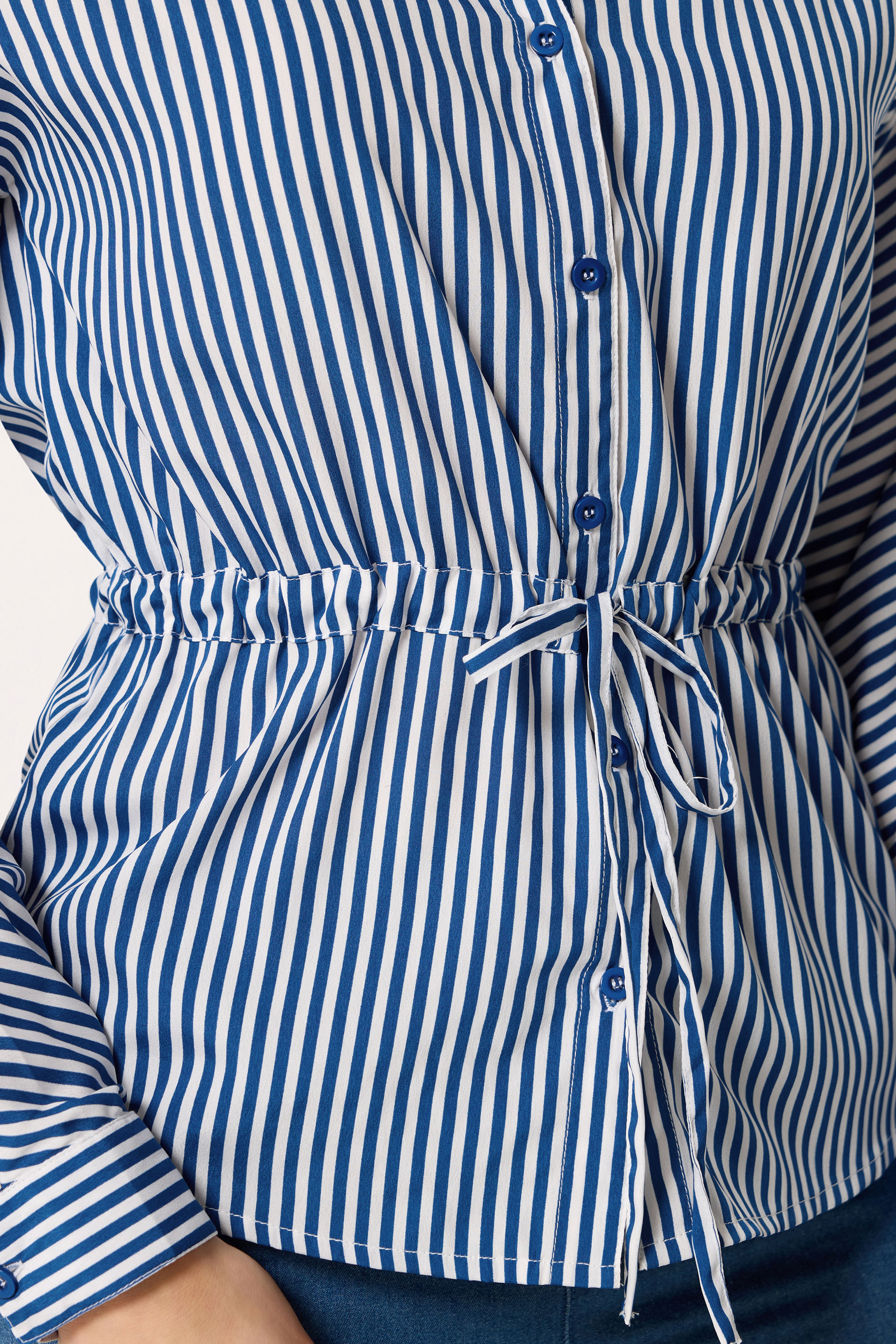 LTS Tall Women's Blue & White Stripe Tie Waist Shirt | Long Tall Sally 5