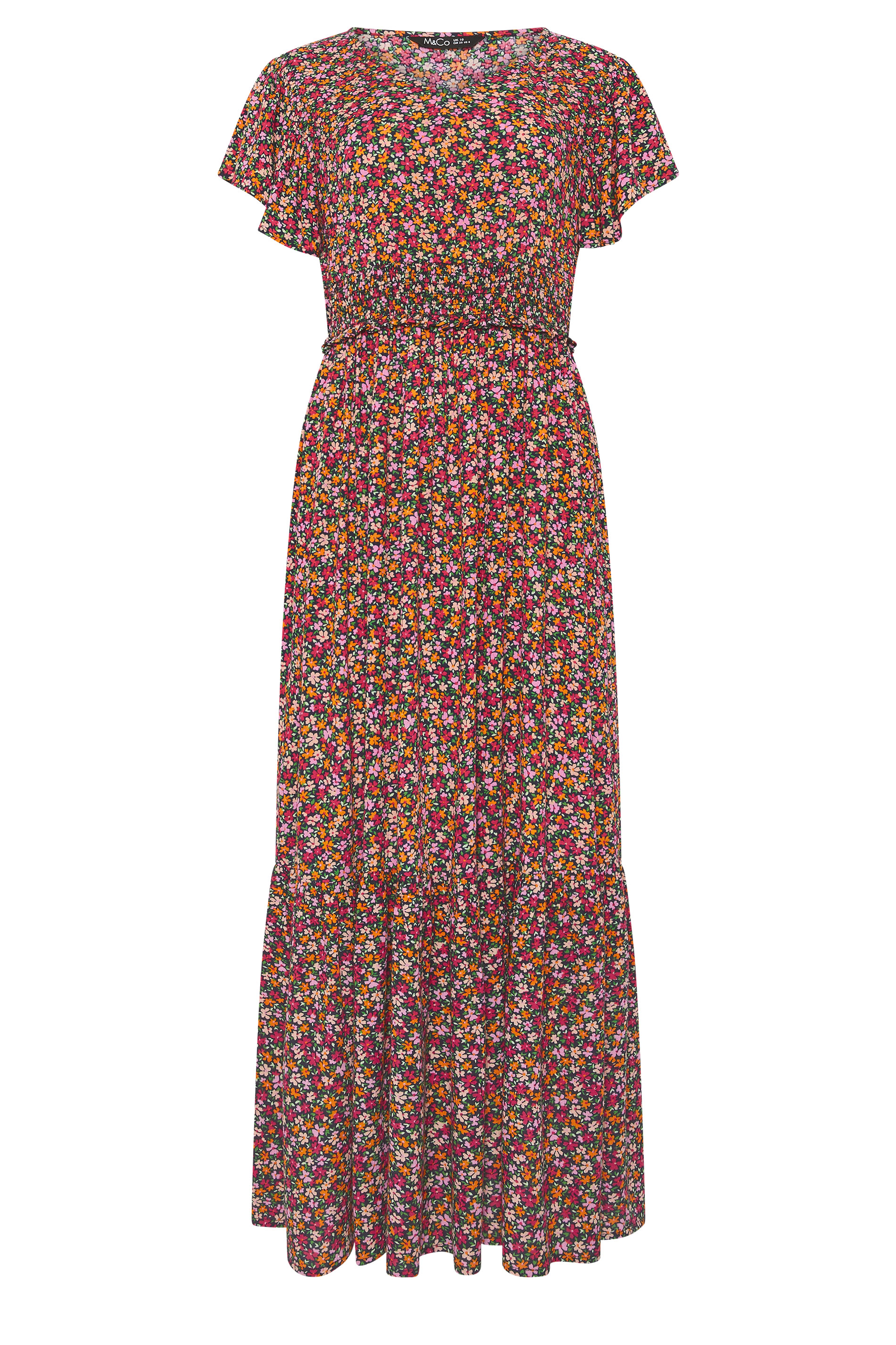 M&Co Pink Ditsy Floral Shirred Waist Maxi Dress | M&Co 5