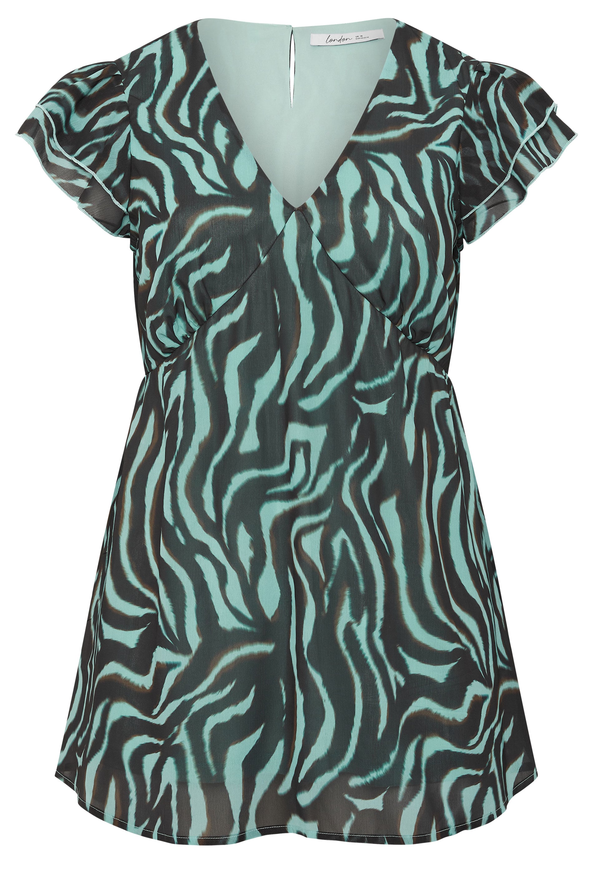 YOURS LONDON Plus Size Teal Blue Zebra Print Top | Yours Clothing 5