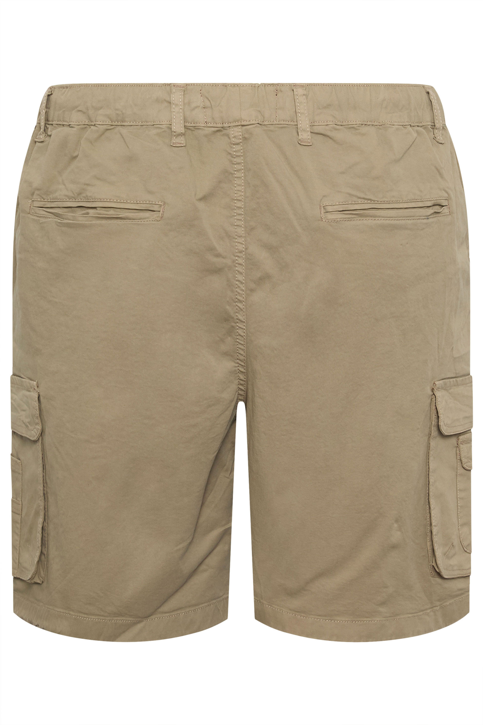 KAM Big & Tall Stone Brown Elastic Waist Cargo Shorts | BadRhino 4