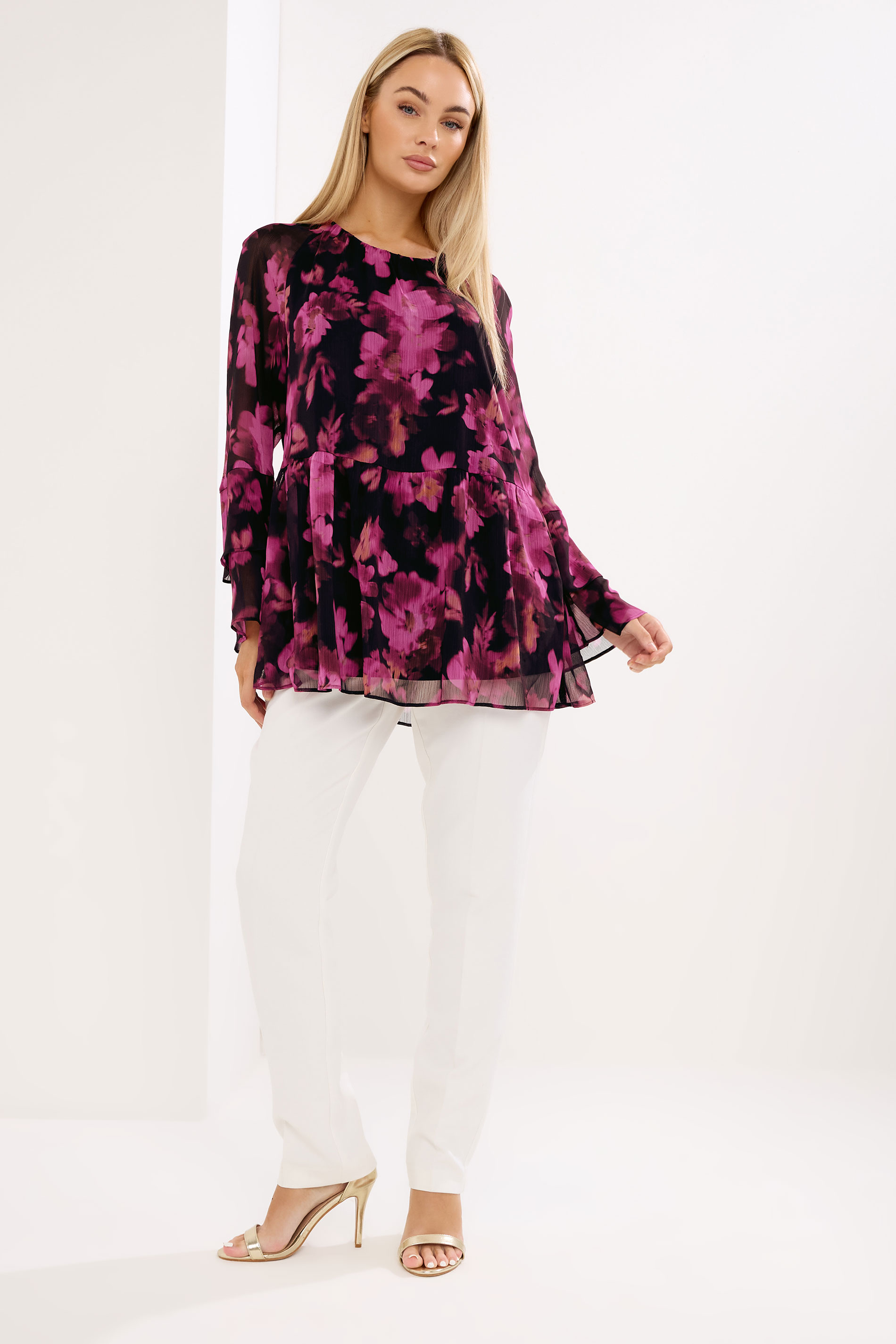 STAR Black Floral Frill Sleeve Blouse | StarByJM 1