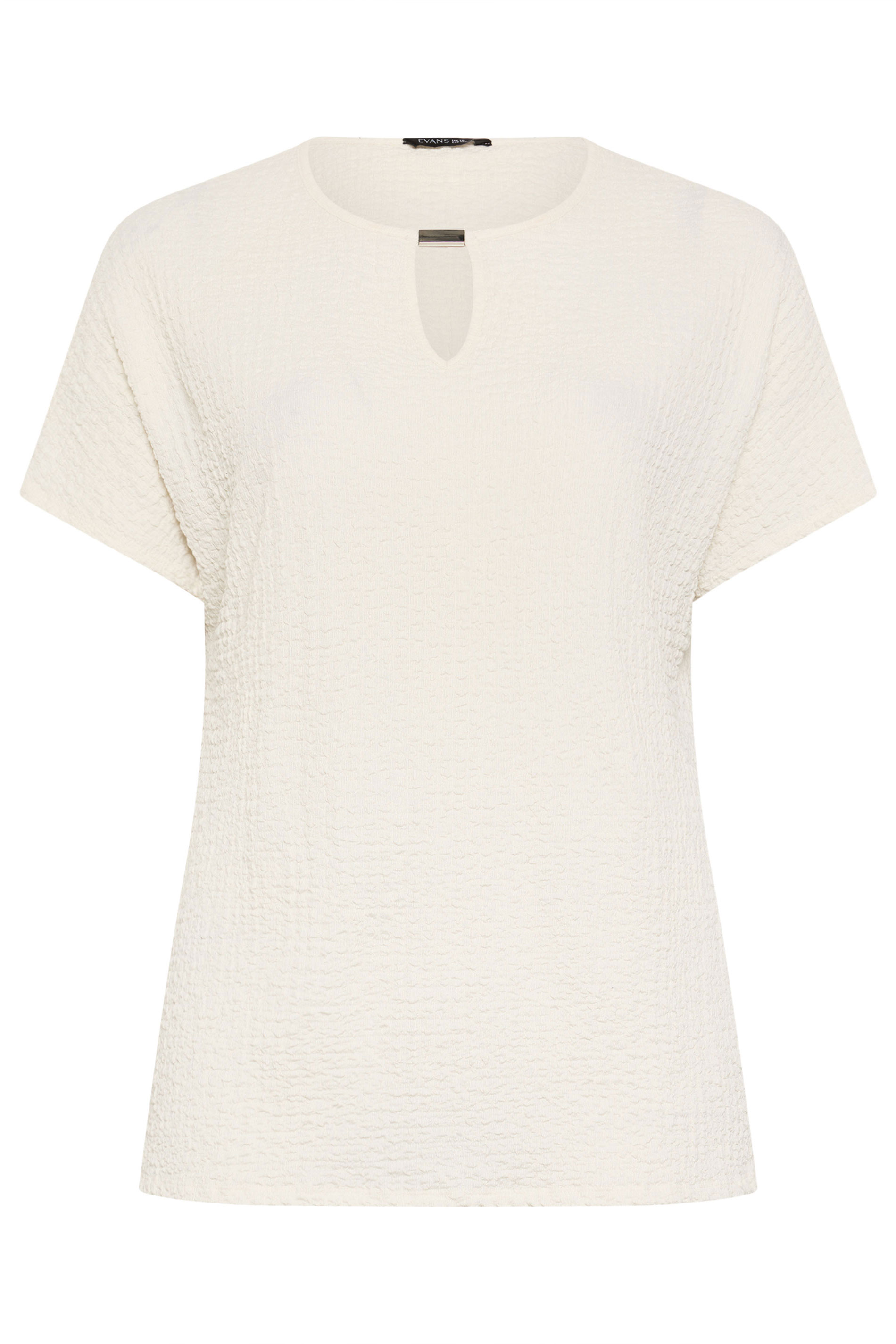 EVANS Curve White Grown On Sleeve Textured Top | Evans 5