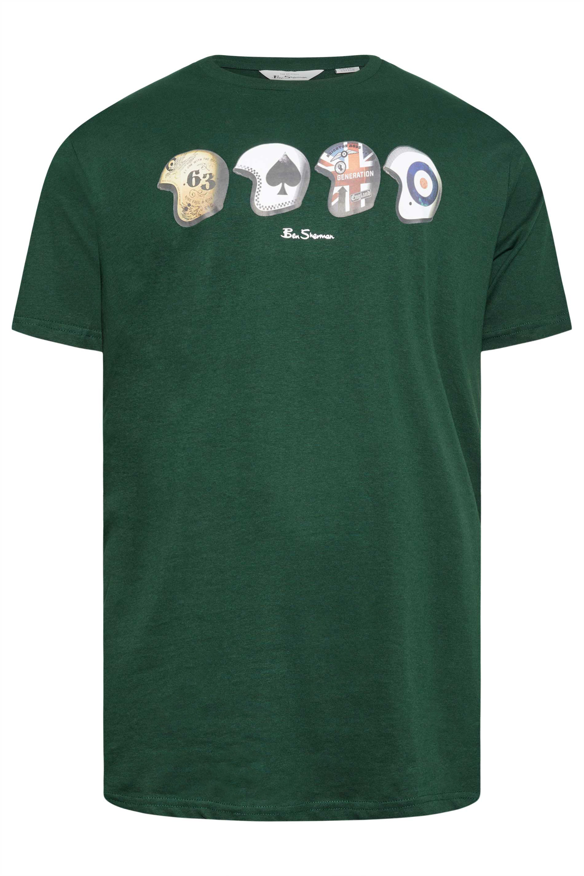 BEN SHERMAN Big & Tall Green Helmets Print T-Shirt | BadRhino 2