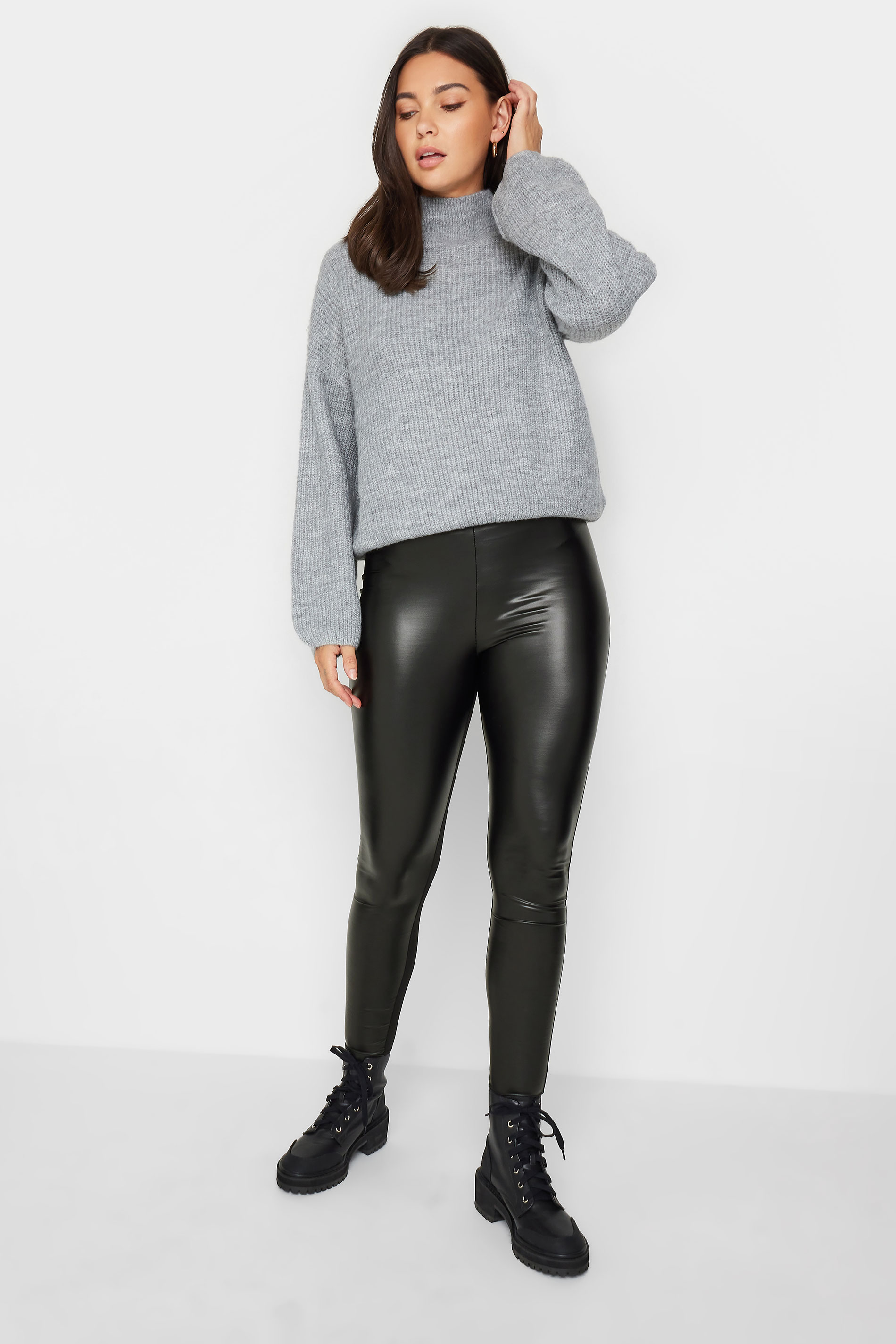 LTS Tall Women's Black Leather Look Leggings | Long Tall Sally 2