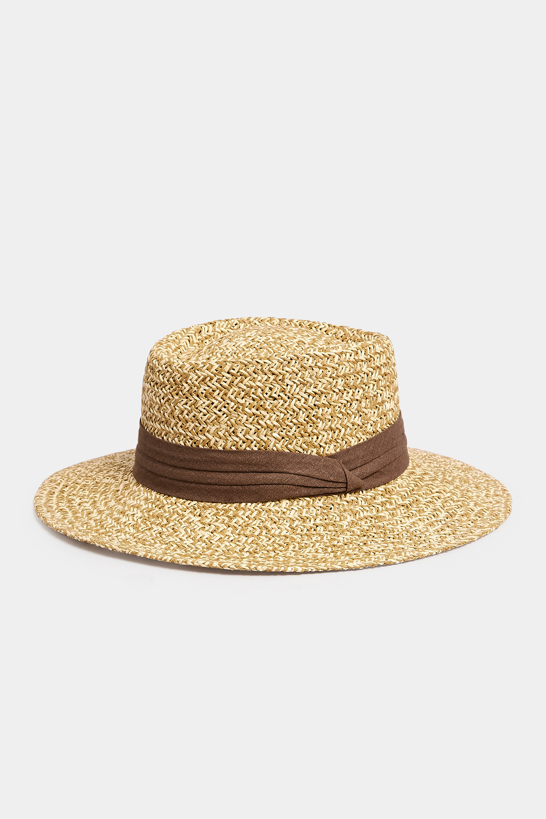 Natural Brown Straw Boater Hat | Yours Clothing 2