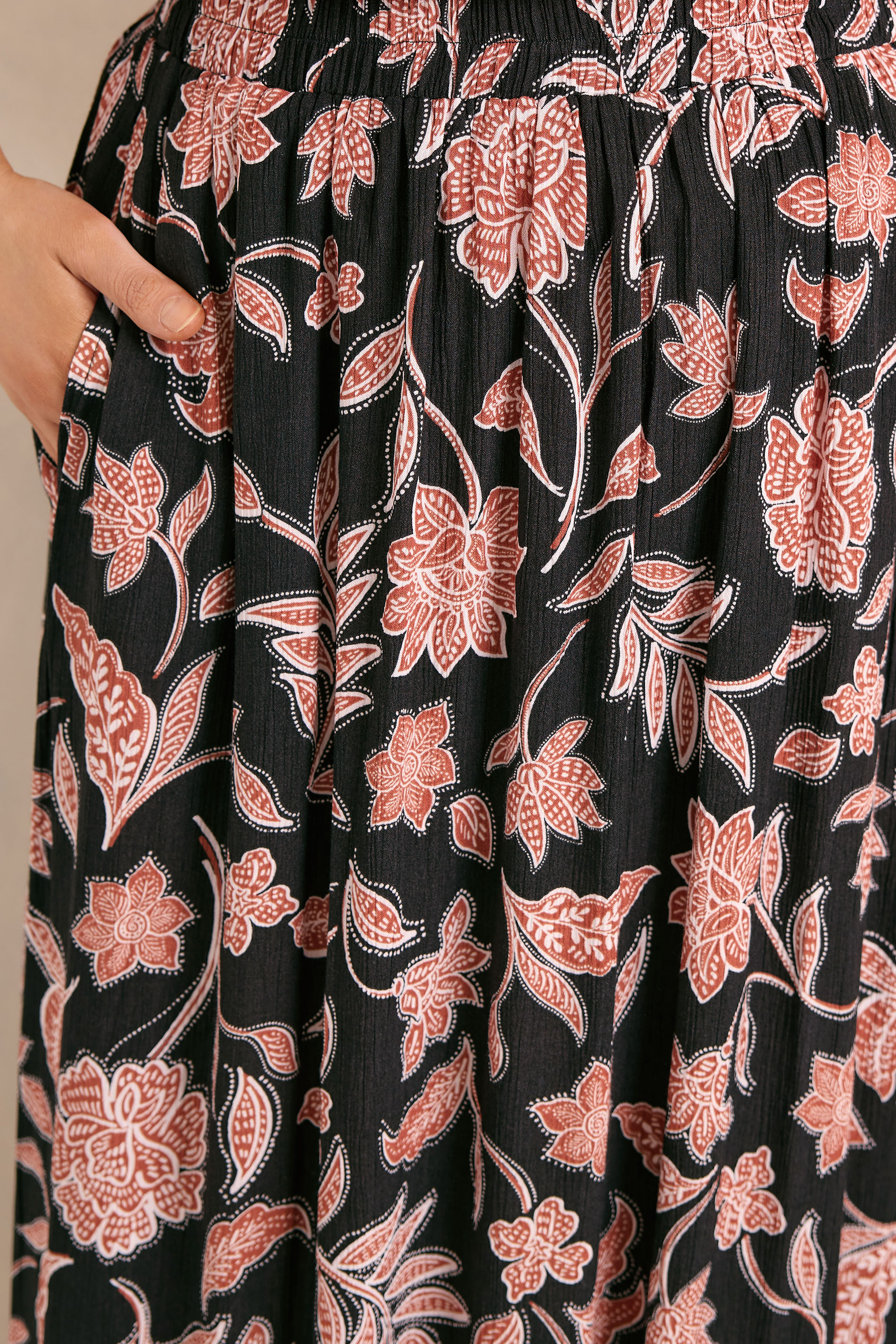 EVANS Plus Size Rust Orange Print A Line Midi Skirt | Evans 5