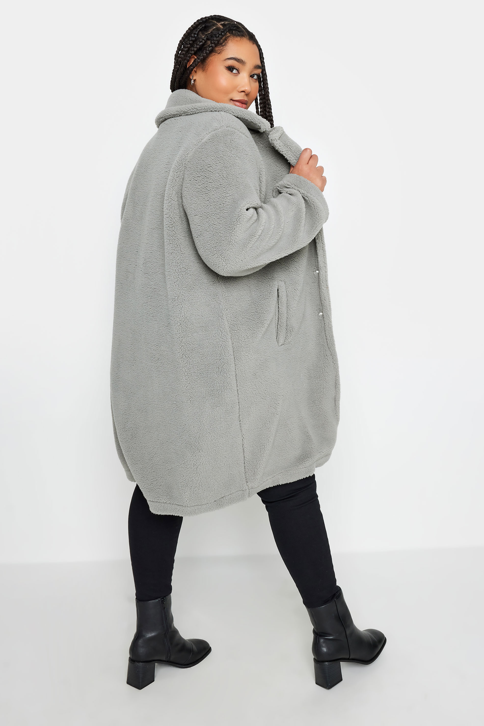 YOURS Plus Size Grey Faux Fur Coat | Yours Clothing