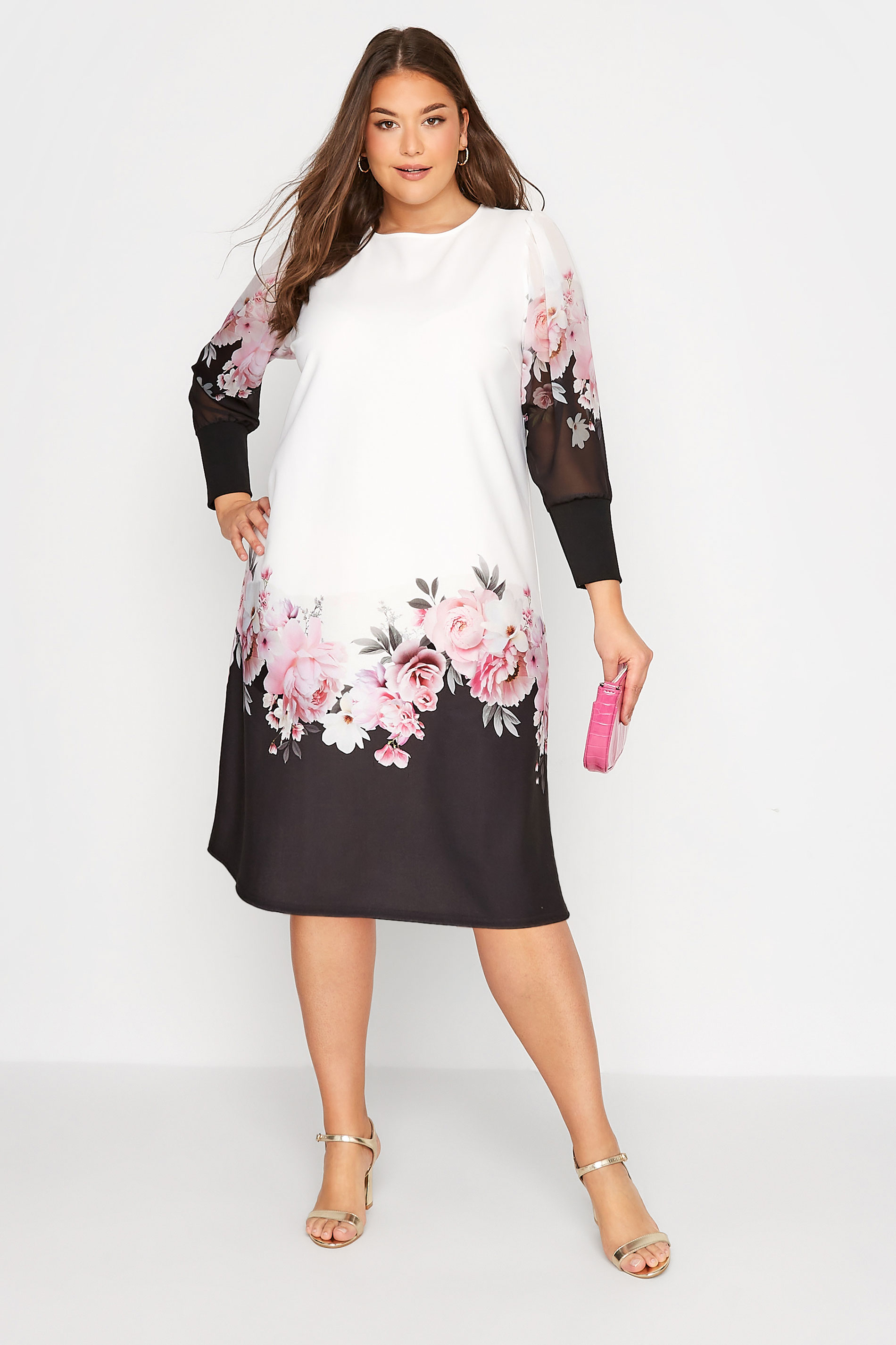 YOURS LONDON Plus Size White Floral Border | Yours Clothing