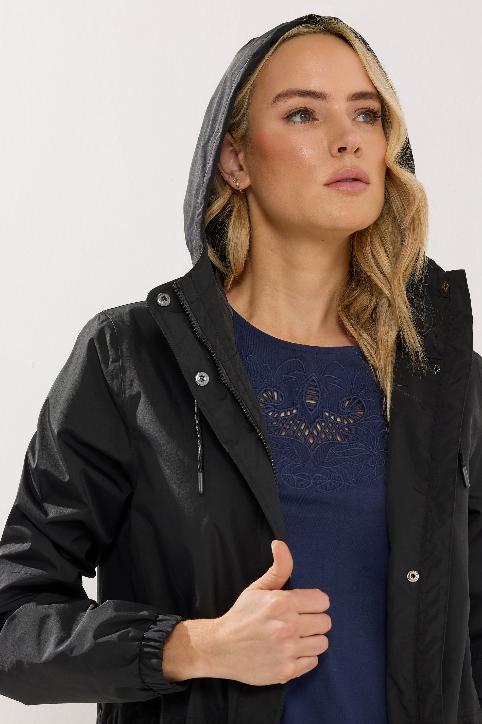 LTS Tall Women's Black Waterproof Longline Jacket | Long Tall Sally 4