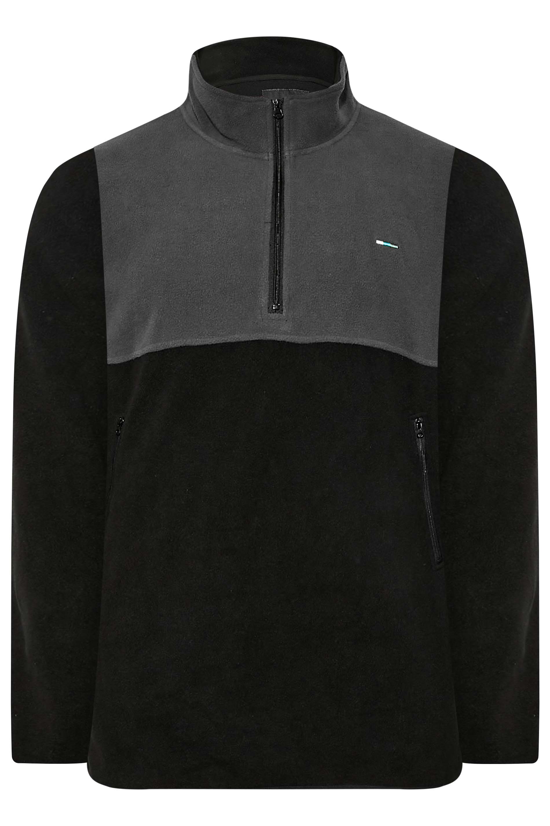 BadRhino big & Tall Black & Grey Quarter Zip Fleece Sweatshirt 1