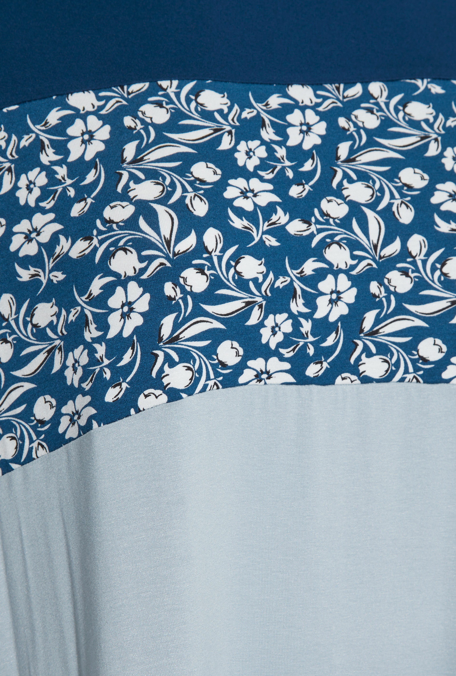 Grande taille  Tops Grande taille  Tops Casual | T-Shirt Bleu Imprimé Floral Block de Couleur - RV82820