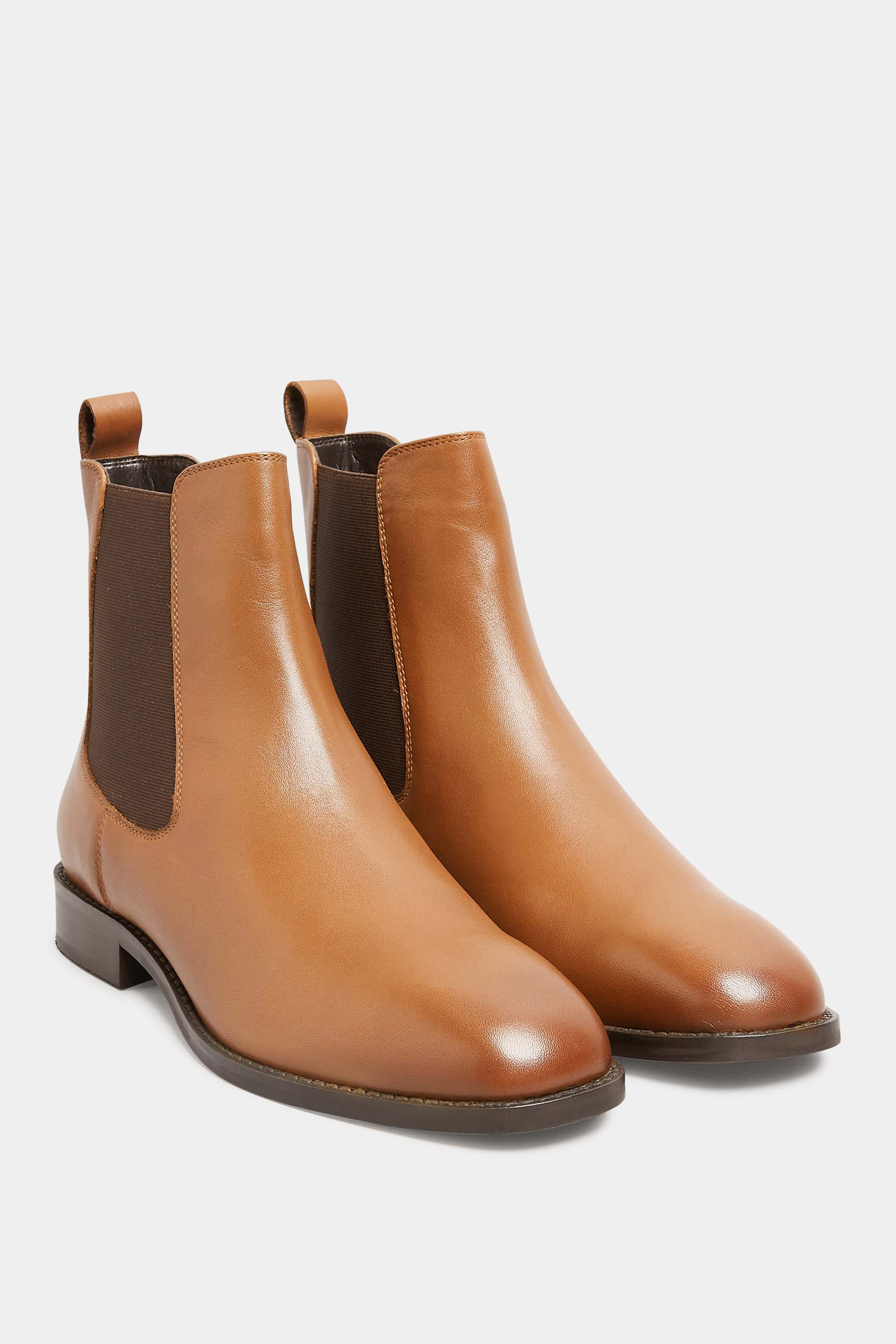 LTS Tan Brown Leather Chelsea Boots In Standard Fit | Long Tall Sally 2