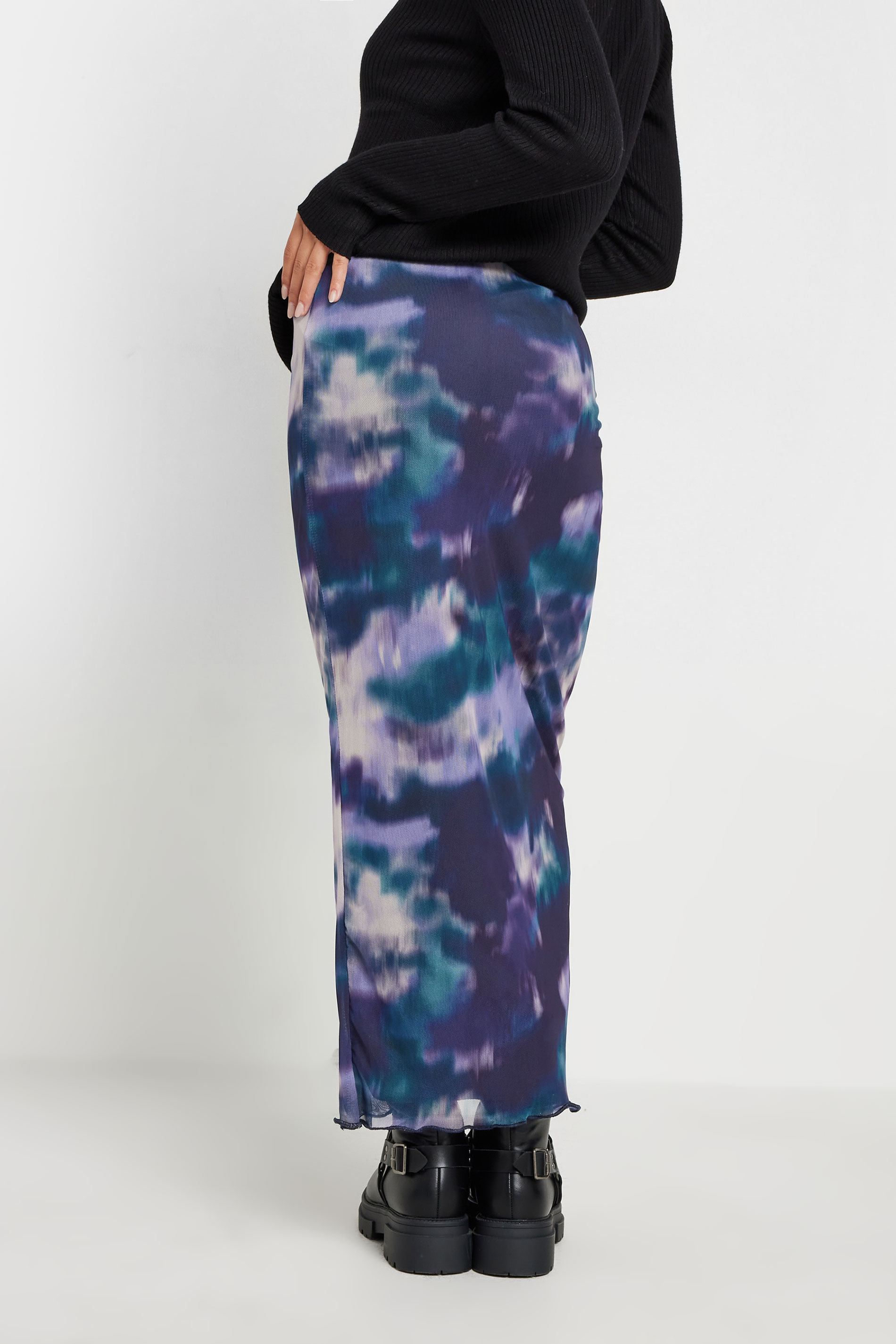 PixieGirl Purple Tie Dye Print Mesh Maxi Skirt | PixieGirl  2