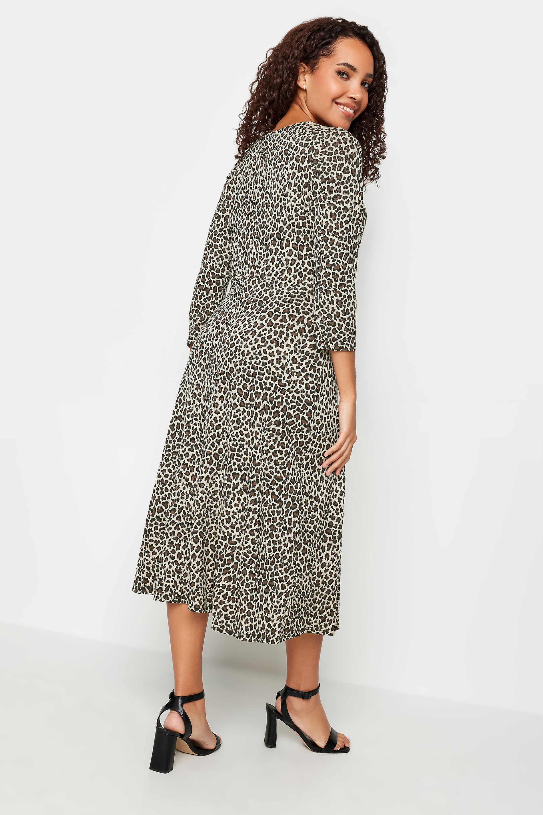 M&Co Natural Brown Leopard Print Midi Dress | M&Co 3