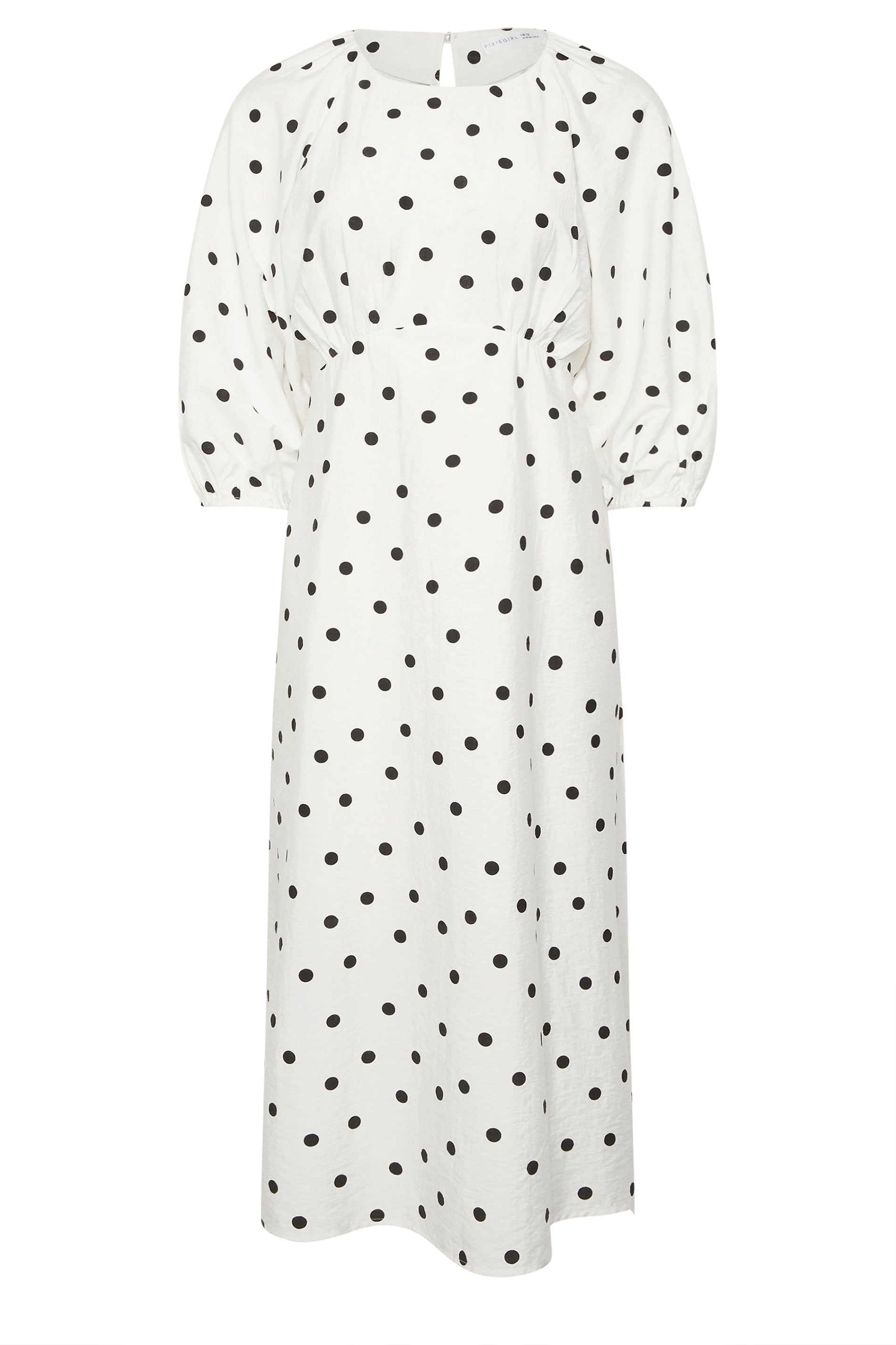 PixieGirl Petite Women's White Polka Dot Cotton Midi Dress | PixieGirl 7