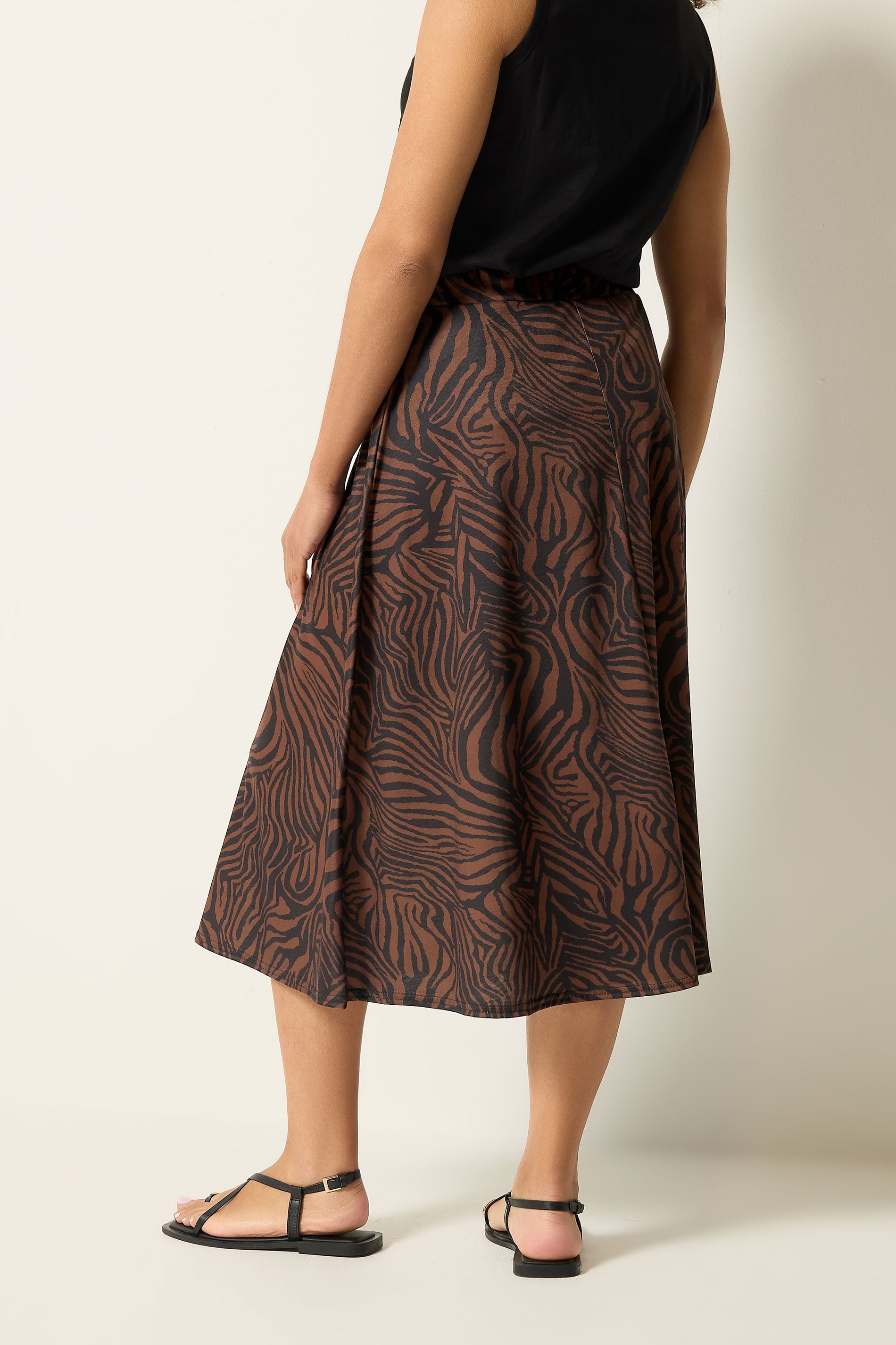 M&Co Brown Zebra Print Midi Skirt | M&Co 4