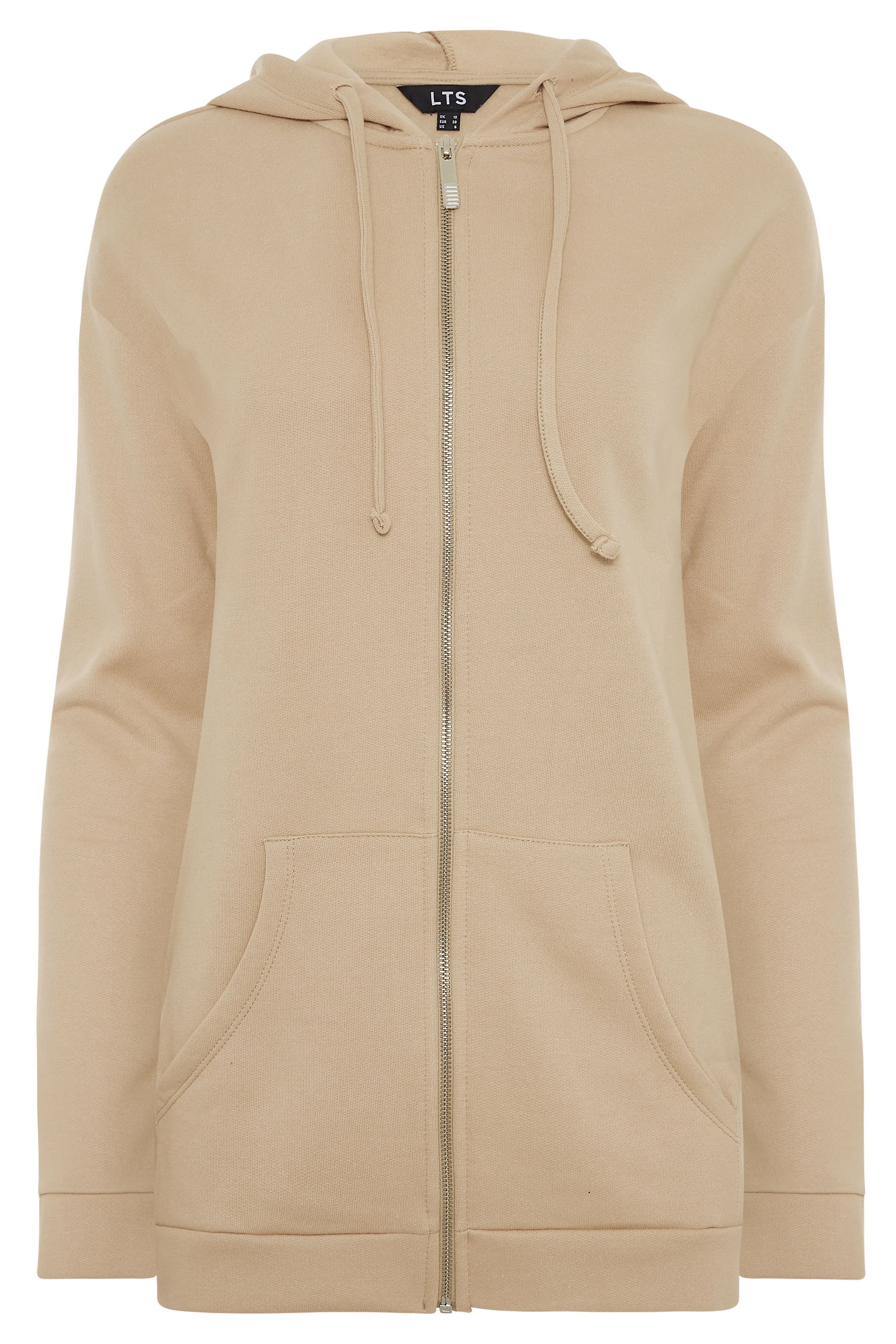 LTS Beige Brown Zip Through Hoodie Long Tall Sally